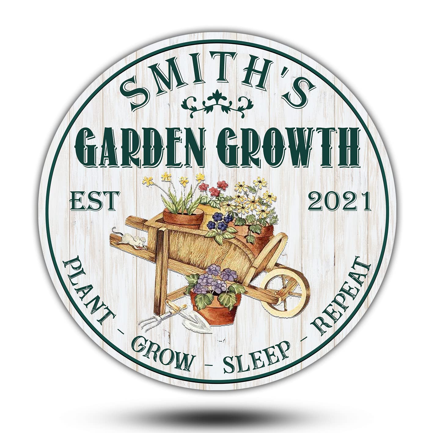Personalized Vintage Round Wood Garden Sign - Custom Name Wall Hanging Decor for Farmhouse, Backyard & Outdoor Spaces - Perfect for Patio, Garden Pathway & Front Porch Decoration