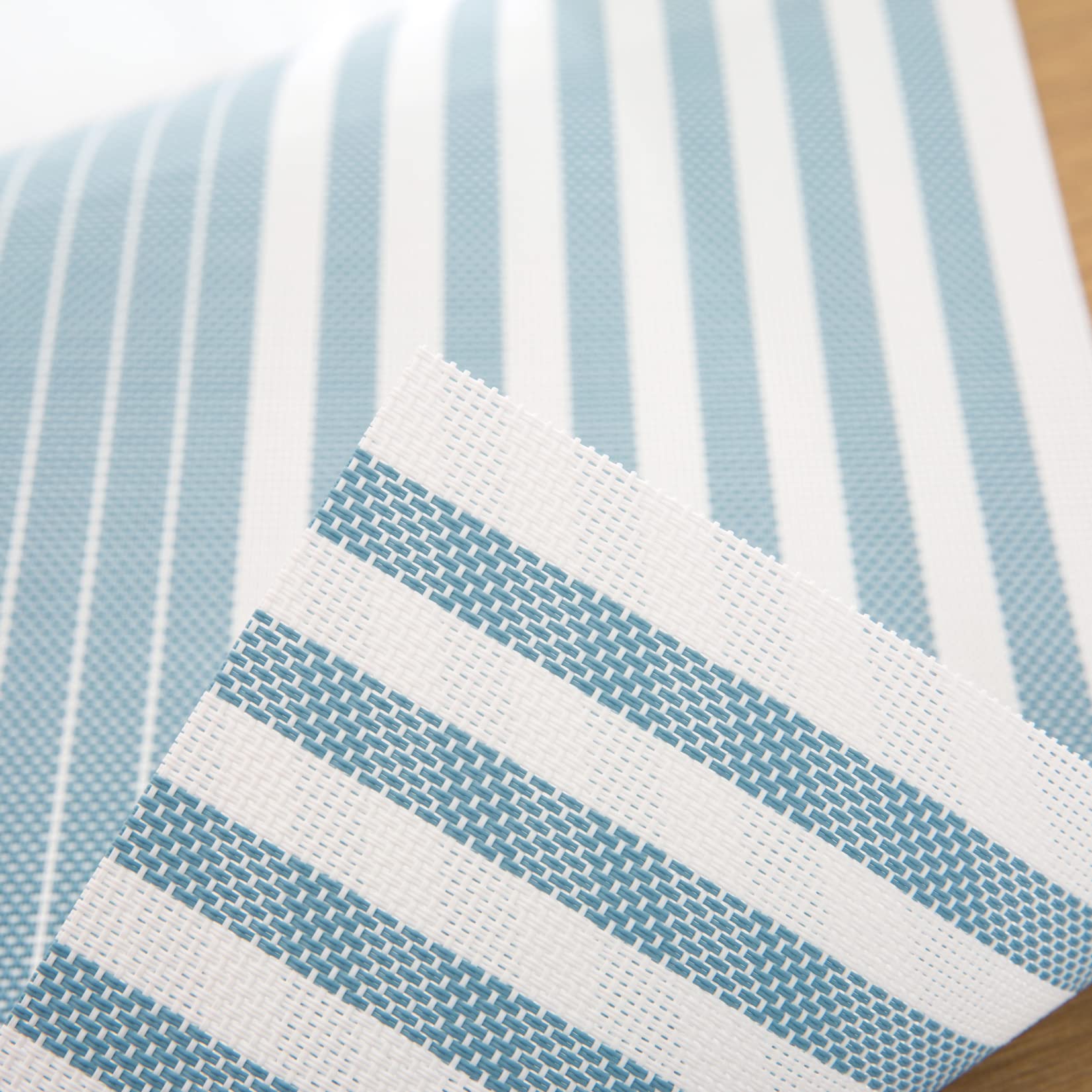 8-Pack Non-Slip Heat Resistant Waterproof PVC Placemats - Washable Durable Table Mats with Stripe Blue Design for Dining Table, Kitchen, and Party Decor