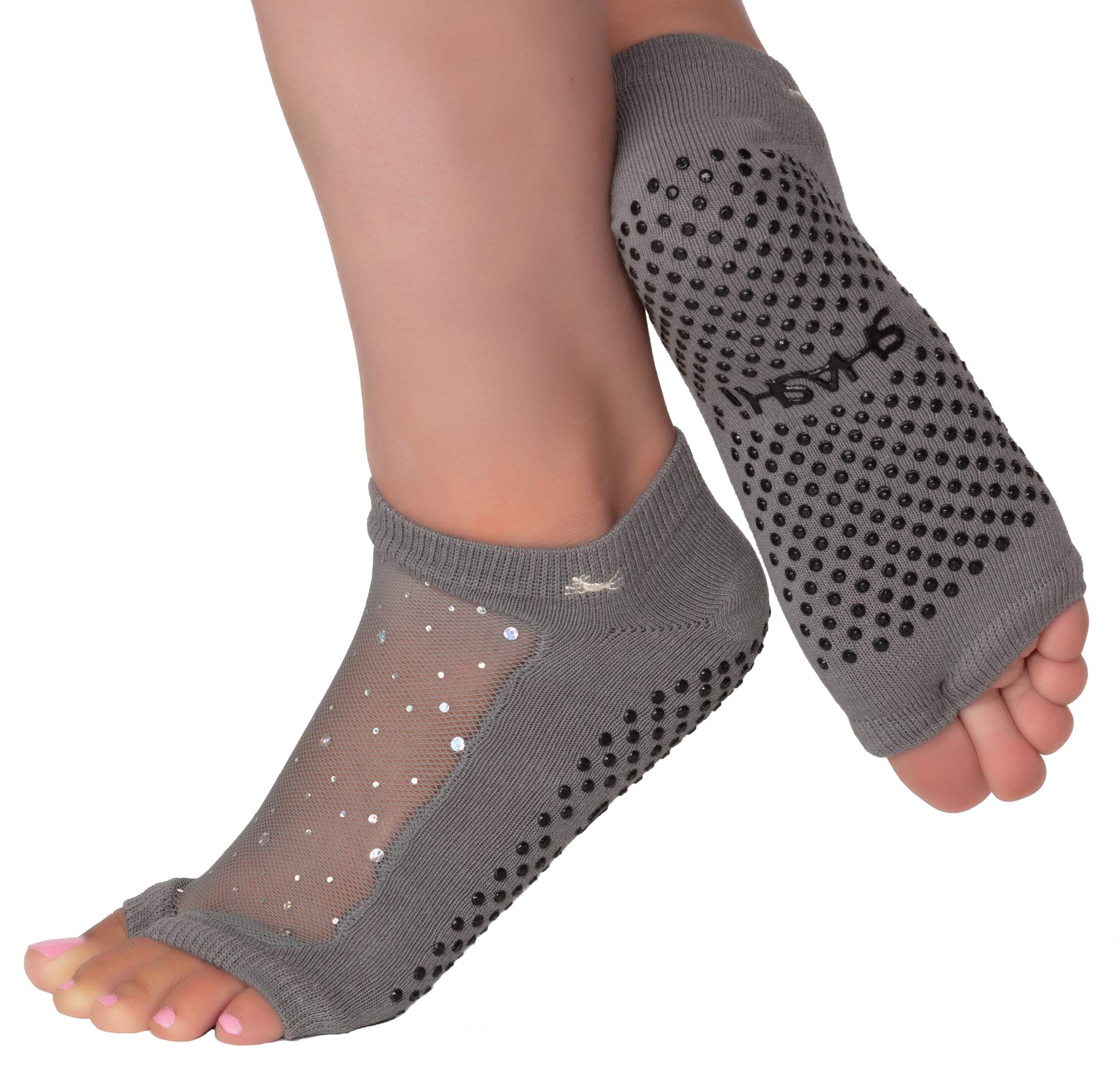 SHASHI Sparkle Non-Slip Open Toe Socks for Pilates & Workout