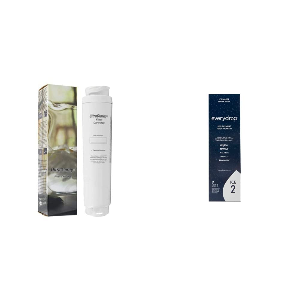 BOSCH/Cuno 9000 077104 UltraClarity REPLFLTR10 Refrigerator Water Filter & Whirlpool Everydrop Ice Filter F2WC9I1 - Single Pack Replacement for Clean Drinking Water & Ice - Perfect for Home Kitchen, Office, and RV Use