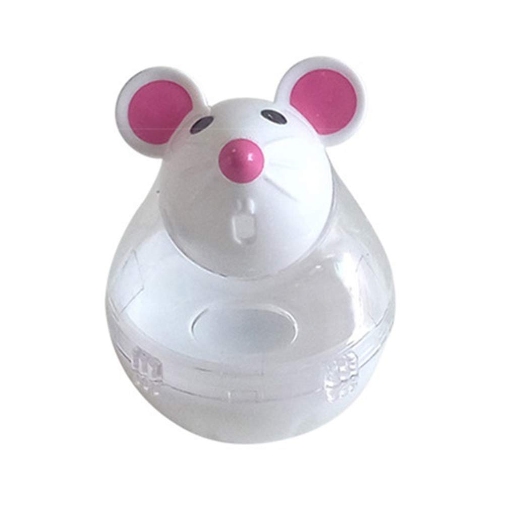 Interactive Cat Treat Dispenser Toy - Mouse Shape Puzzle Feeder for Kittens & Adult Cats - Fun Chew Play & Food Storage - Beige - Perfect for Boredom Relief & Mental Stimulation