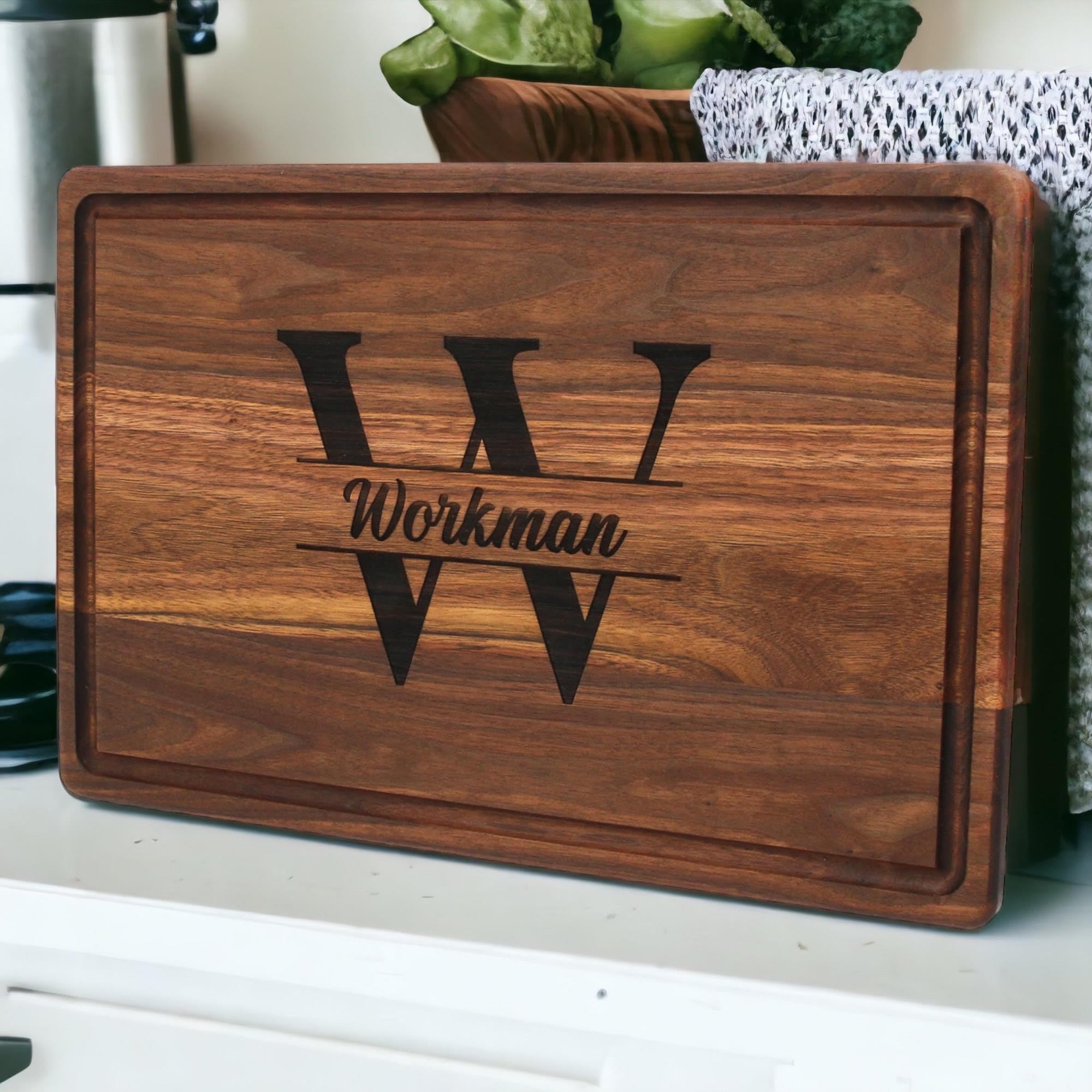 Custom Engraved Walnut Cutting Board - Extra Large FSC-Certified Wood, Personalized Wedding & Anniversary Gift, 100% Made in USA | Perfect for Kitchen Prep, Charcuterie Boards & Home Decor