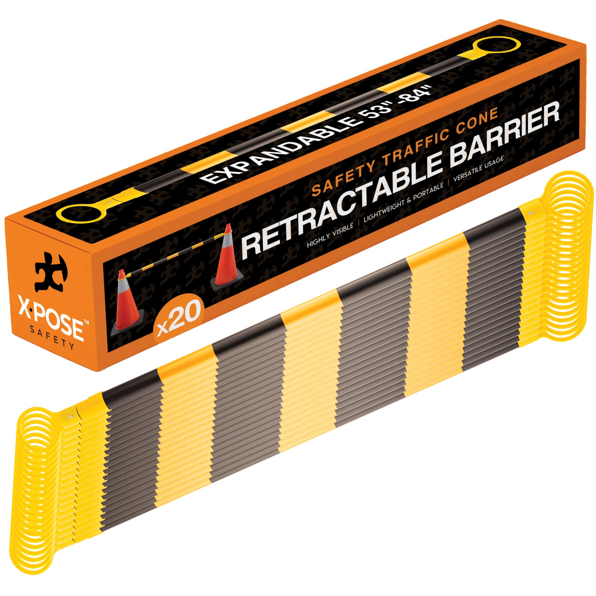 Xpose Safety Retractable Barrier - 20 Pack, 53