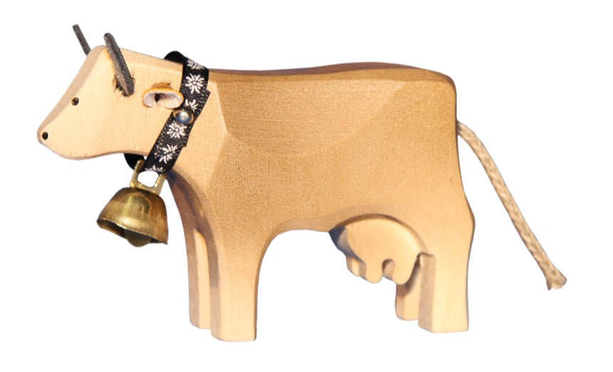 Marc Trauffer Traditional Swiss Cow Figurine - Handmade Wooden Decor for Home & Office - Perfect for Farmhouse, Alpine, and Swiss-Themed Decorations