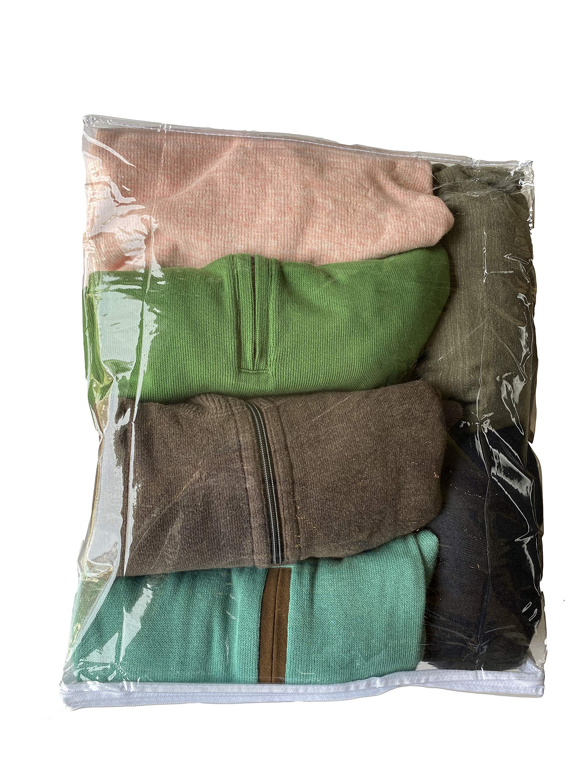 50 Pack Clear Vinyl Storage Bags 15x18x4 Inch - Heavy Duty Plastic Organizer for Clothes, Blankets & Seasonal Items - AK Plastics by AntiqueKitchen - Perfect for Closet, Travel & Home Organization