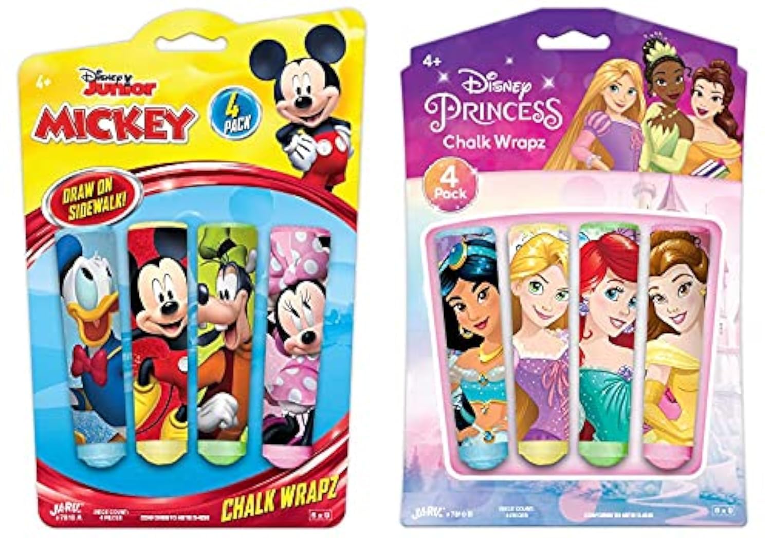 Disney Mickey Minnie & Princess Sidewalk Chalk Set - 2 Packs of Jumbo Non-Toxic Washable Chalk for Kids | Outdoor Drawing, Birthday Party Favors, Driveway Art & Playtime Fun