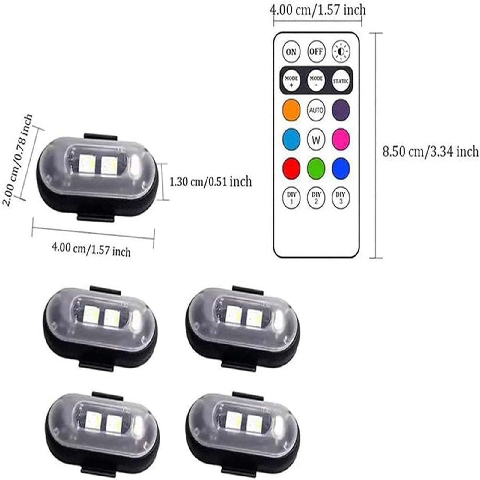 Lilyrhyme Summer Wireless LED Car Lights with Remote Control - Interior Strobe Lighting for Cars, Parties, and Night Driving (2PCS)