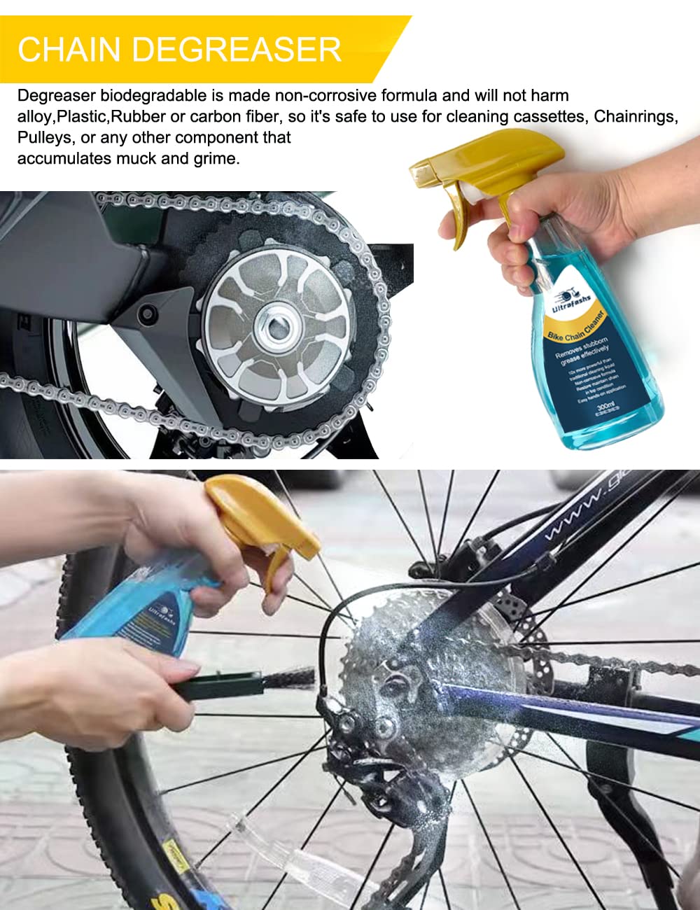 Premium Bike Cleaning Kit - Complete Set to Clean, Protect & Lubricate Bicycles | Includes Chain Scrubber, Cleaning Brushes, 19oz Bike Cleaner, 10oz Degreaser & 2oz Wet Lube | Ideal for Road Bikes, Mountain Bikes & Commuter Bikes Maintenance