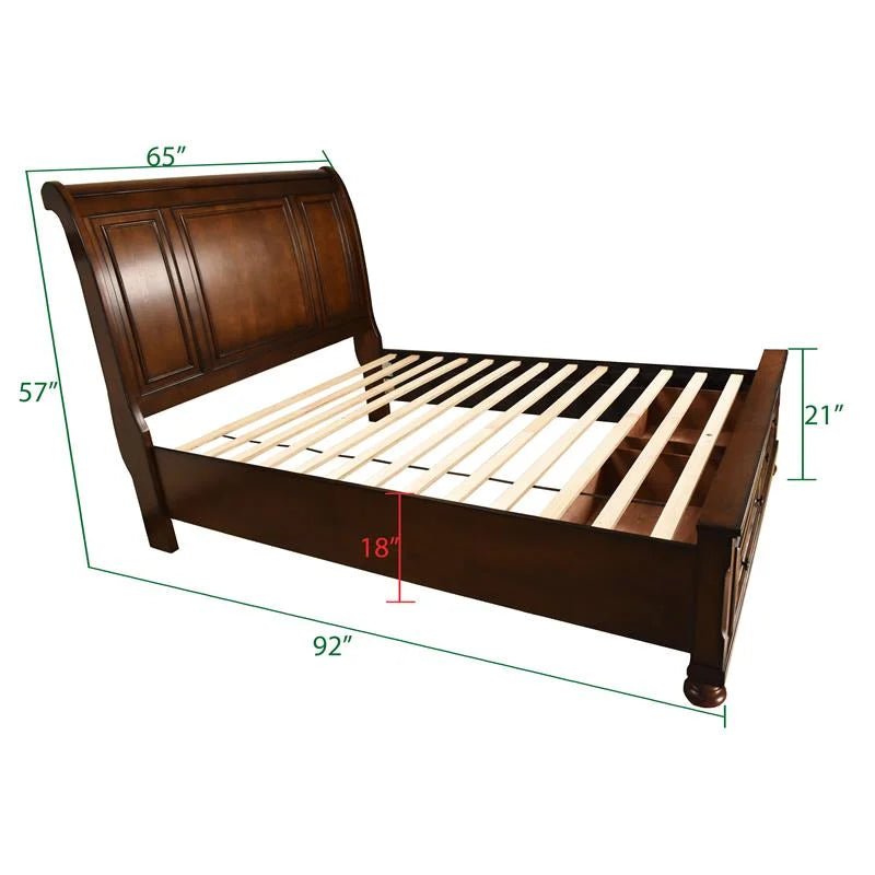 Baltimore Collection Platform Bed - Modern Wooden Bed Frame with Storage, Queen Size - Perfect for Small Bedrooms & Guest Rooms