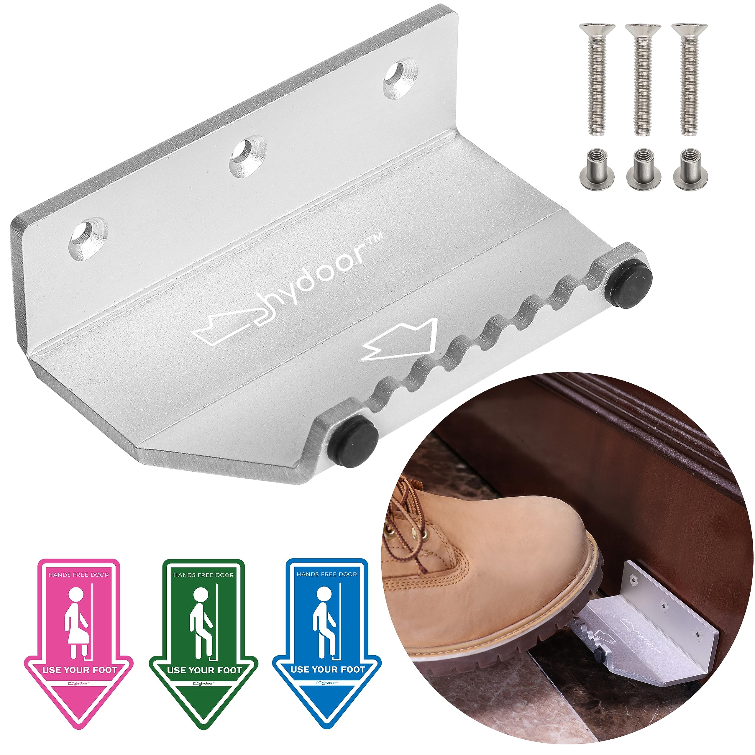 Hands Free Door Handle Opener - Silver Foot Pull Hook for Public Bathroom Hygiene | Touchless Door Opener for Home, Office & Restrooms to Prevent Germs