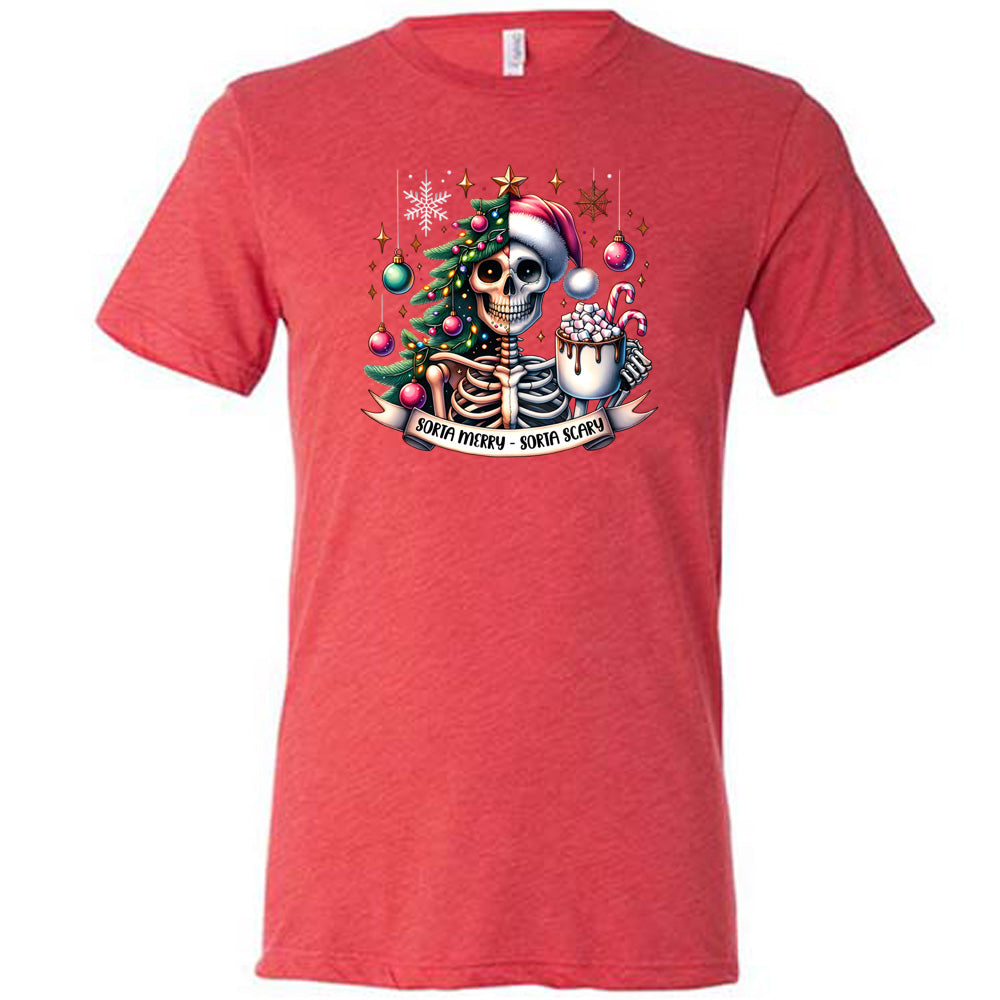 Sorta Merry Sorta Scary Unisex T-Shirt - Funny Christmas Halloween Graphic Tee for Men & Women - Perfect for Holiday Parties & Costume Events