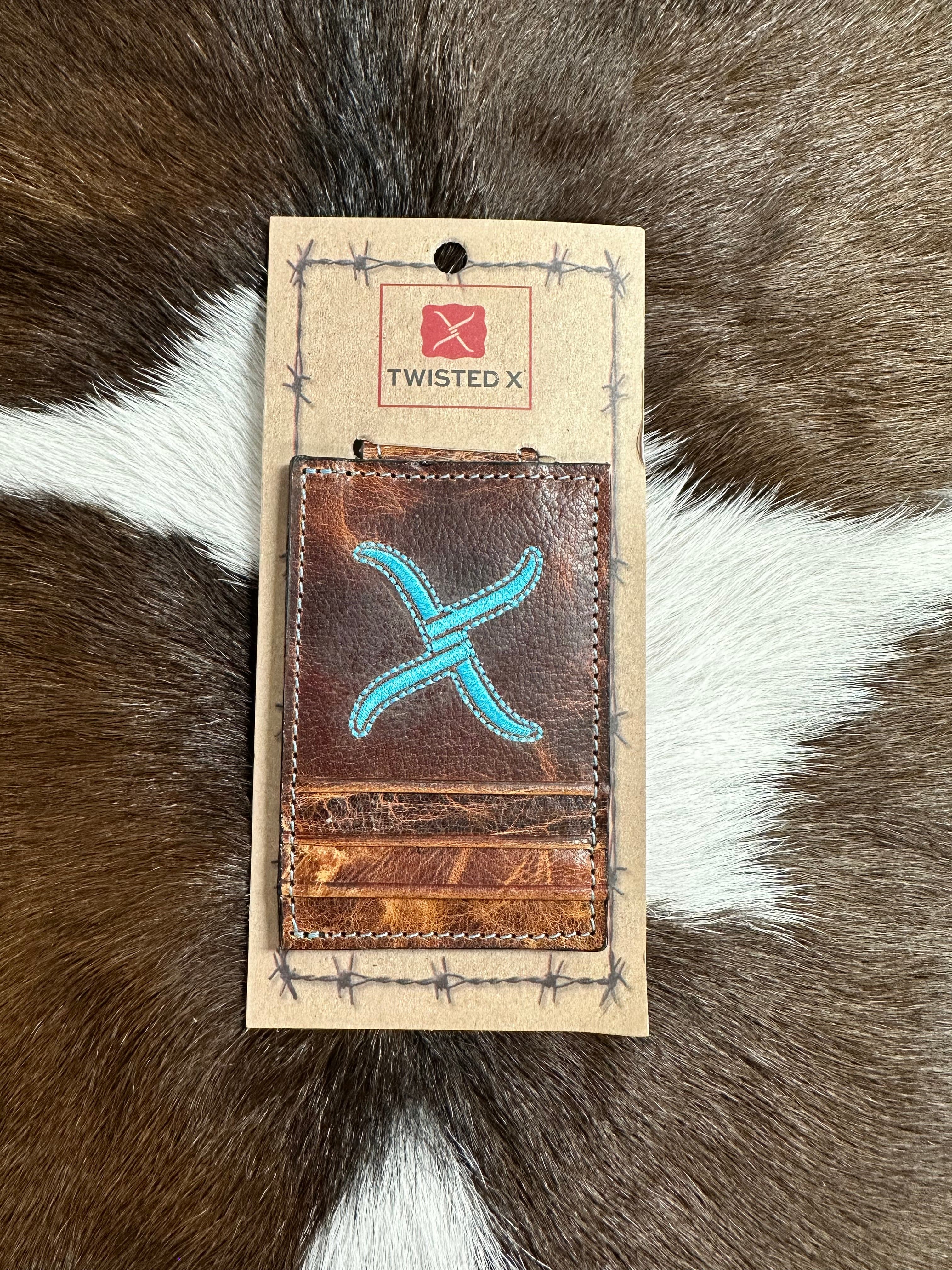 Twisted X Money Clip Turq X - Genuine Leather Wallet with Money Clip for Men | Perfect for Everyday Carry, Travel & Gifting