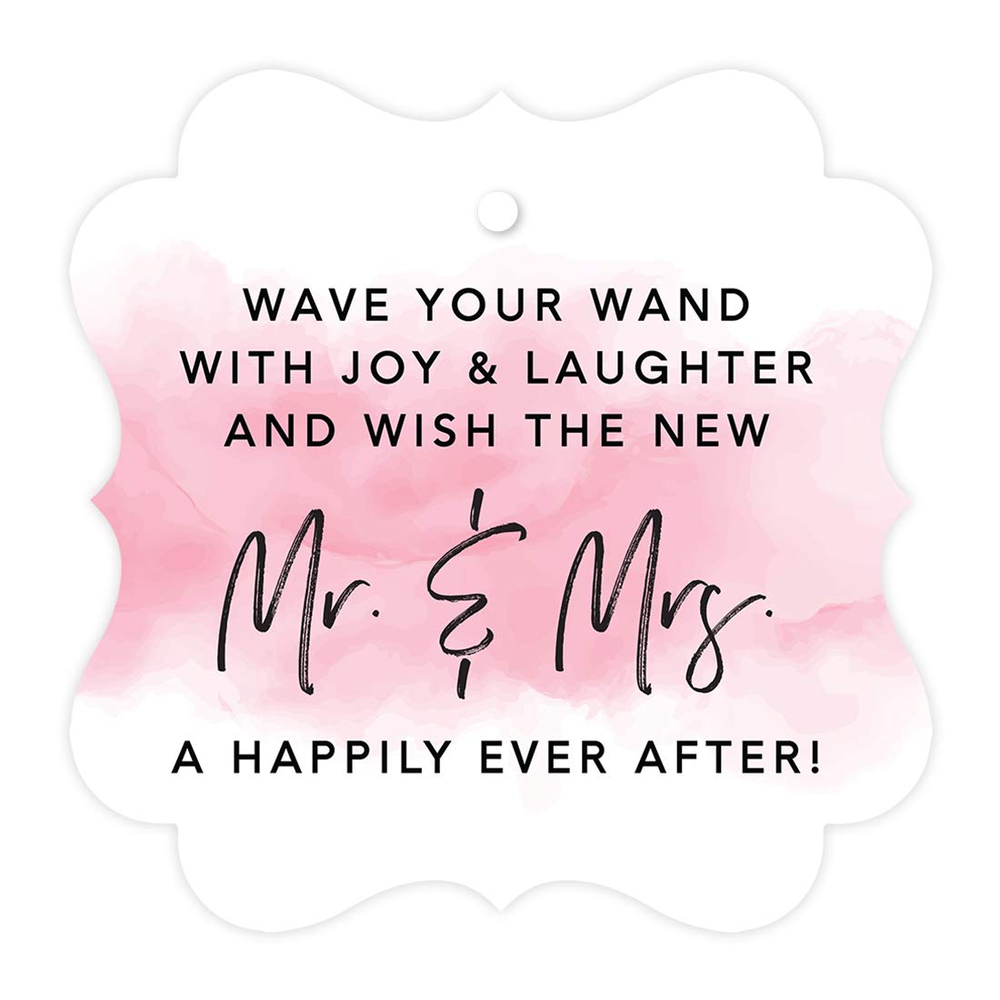 Andaz Press Brushed Pink Wedding Ribbon Wands - 96 Pack, Elegant Fancy Frame Favor Tags for Wedding Send Off, Bridal Shower, Bachelorette Party & Reception Exit Decor - Perfect for Wishing the Newlyweds Happiness
