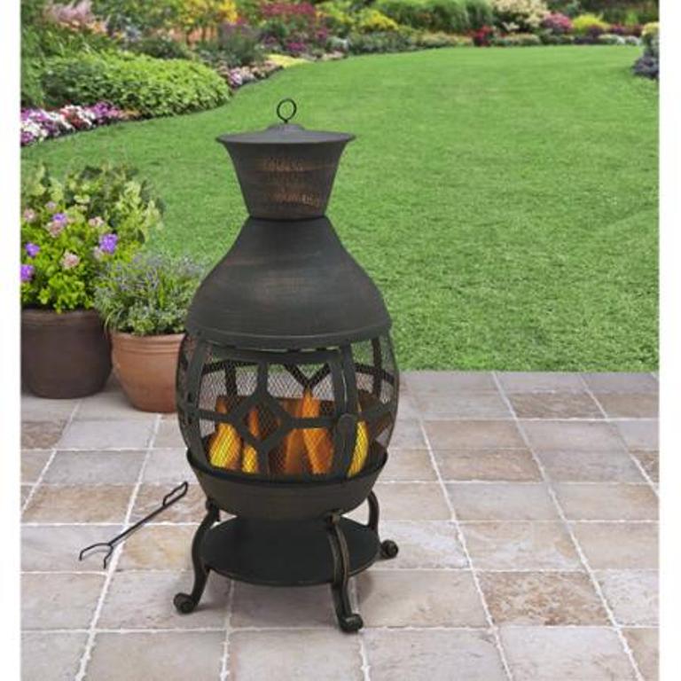 Better Homes & Gardens BH16 093 999 03 Antique Bronze Cast Iron Chiminea - Outdoor Fire Pit for Patio, Garden, Backyard & Camping
