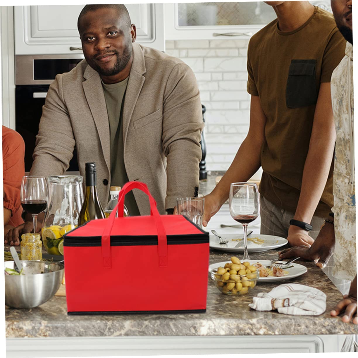 **Hemoton Insulated Food Delivery Bag - 9 Inch Hot & Cold Meal Tote for Pizza, Groceries, Takeout - Red | Perfect for Food Delivery, Picnics & Outdoor Dining**