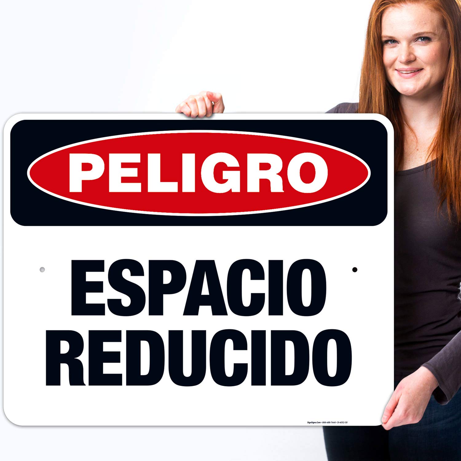 Danger Confined Space Bilingual Sign (English/Spanish) - OSHA Compliant 24x30 Inch Rust-Free Aluminum Safety Sign - Fade Resistant for Indoor & Outdoor Use - Made in USA - Perfect for Construction Sites, Warehouses & Industrial Facilities