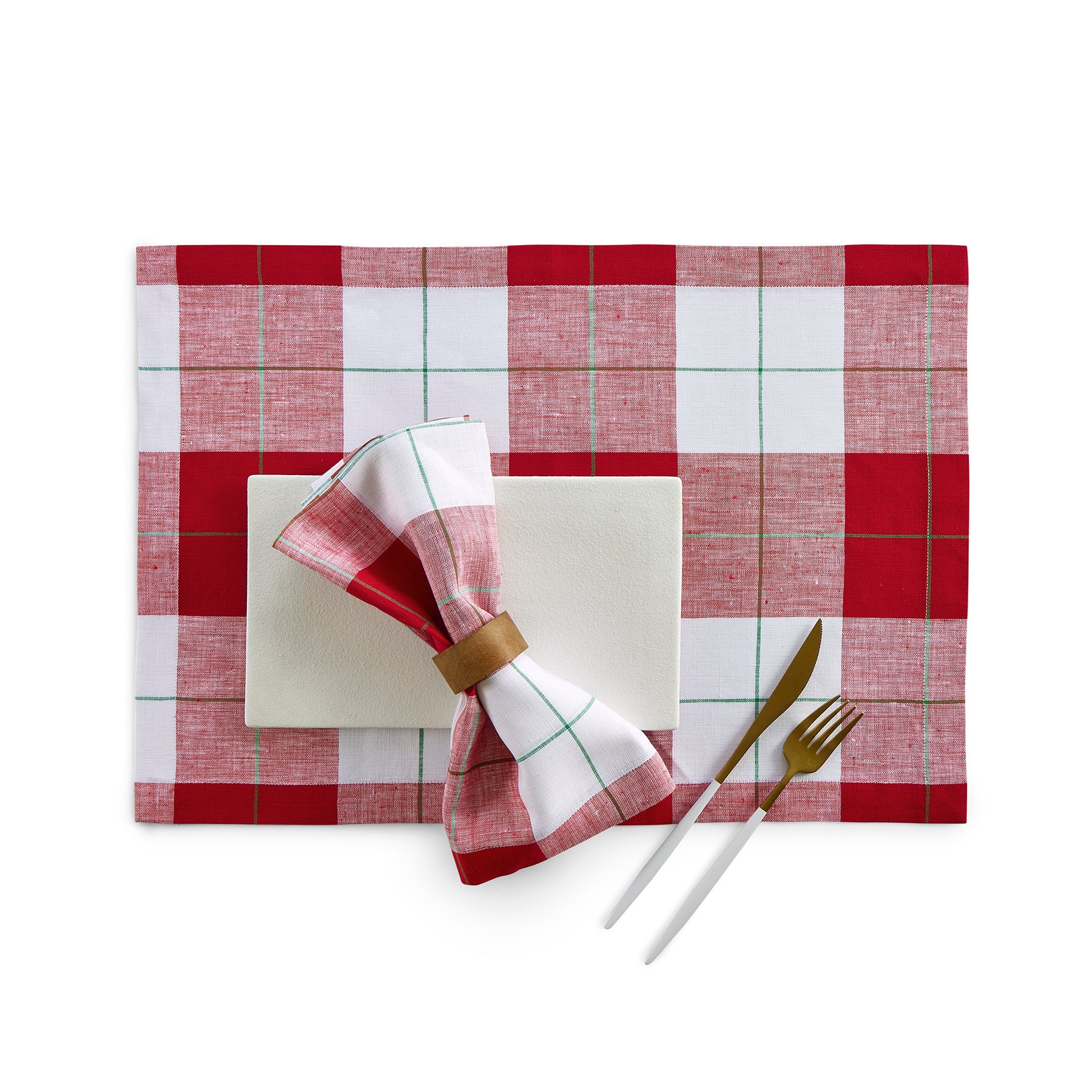 Very Merry Plaid Placemats Set of 4 - Festive Holiday Table Decor for Christmas Dinner, Party & Home Decor