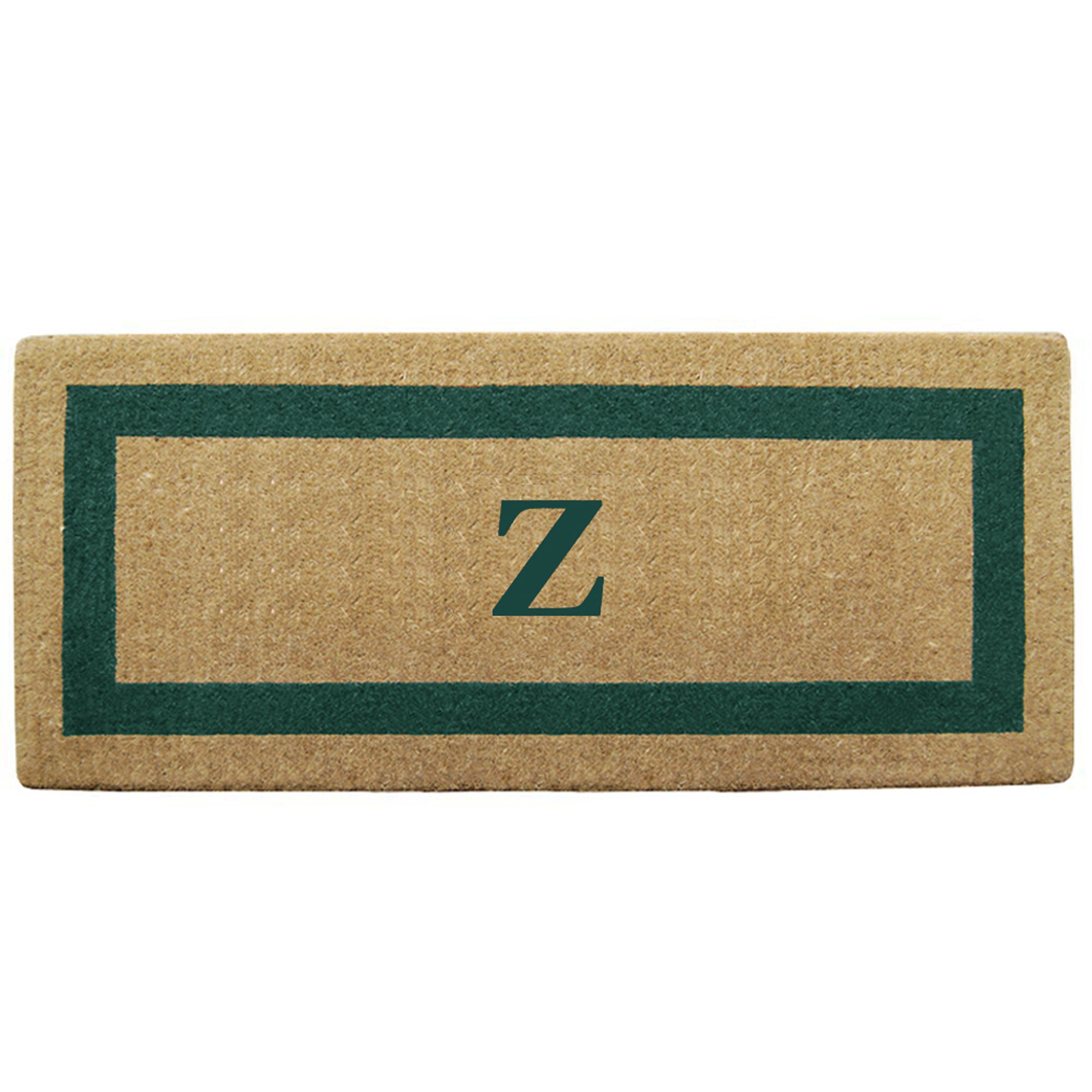 Personalized Monogram Z Coir Door Mat - Heavy Duty Natural Coco Fiber Welcome Mat with Single Picture Frame Design | Durable Handcrafted Outdoor Rug | Eco-Friendly 24