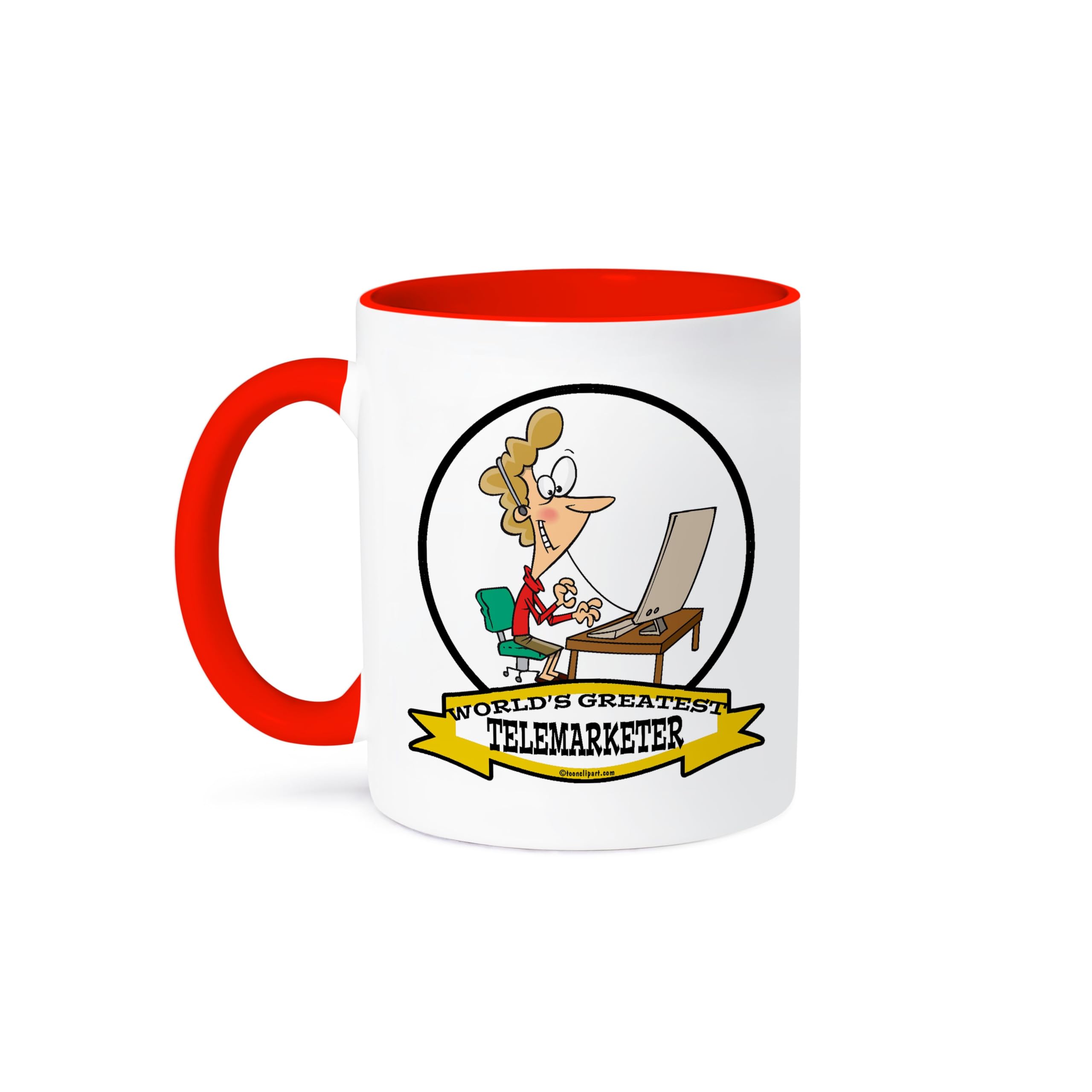 Funny Worlds Greatest Telemarketer Coffee Mug - 11oz Ceramic Cup with Cartoon Design - Perfect Gift for Office, Coworkers & Coffee Lovers - Great for Work, Home & Gag Gifts