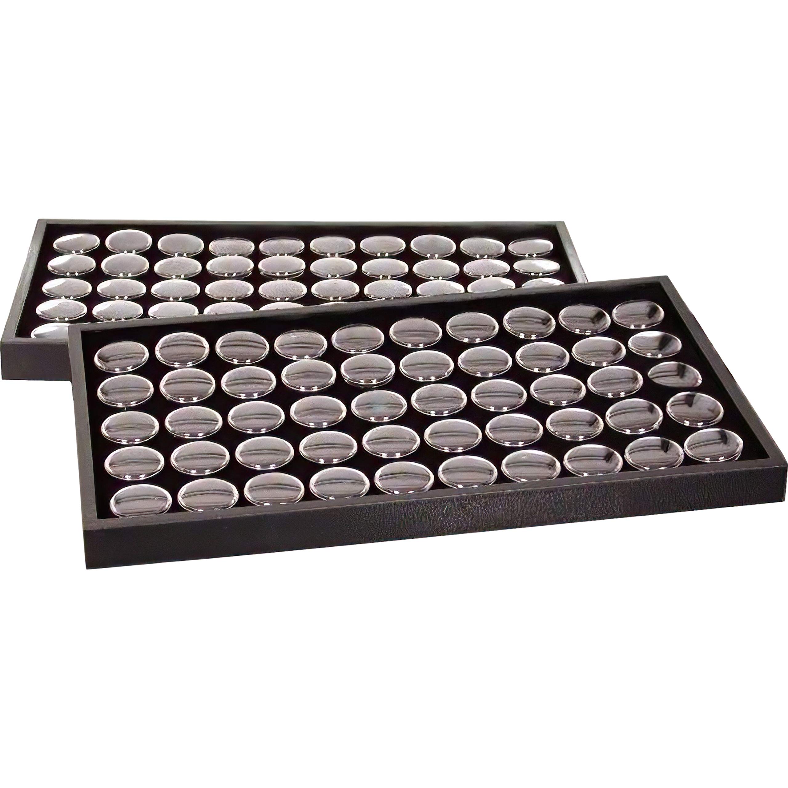 100 Black Foam Gem Jars with 2 Travel Display Trays - Perfect for Jewelry Storage, Bead Organizing & Craft Shows - Great for Gem Collectors, DIY Crafts & On-the-Go Displays