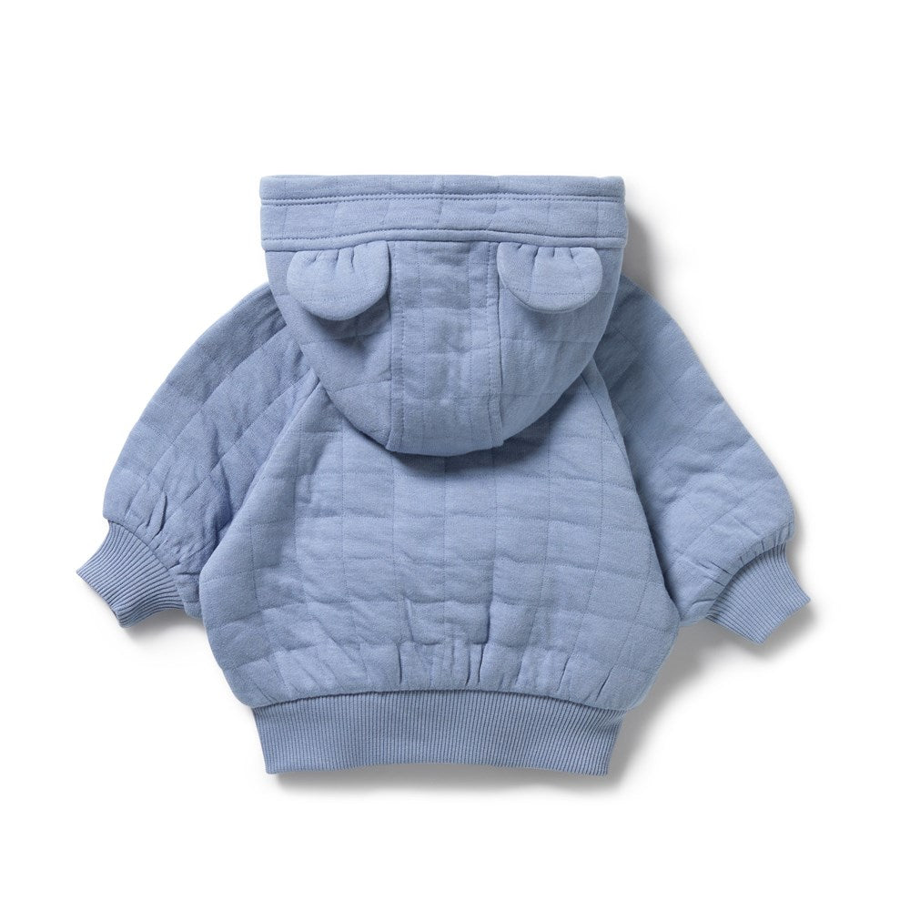 Sky Blue Organic Quilted Jacket for Women - Lightweight Eco-Friendly Winter Coat - Perfect for Outdoor Activities, Hiking & Casual Wear