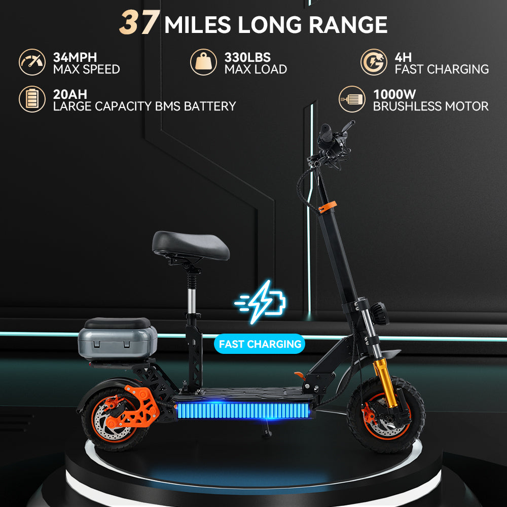 1000W 20Ah High-Power Electric Scooter for Adults - Large LCD Display Screen - Perfect for Commuting, Urban Travel & Outdoor Adventures