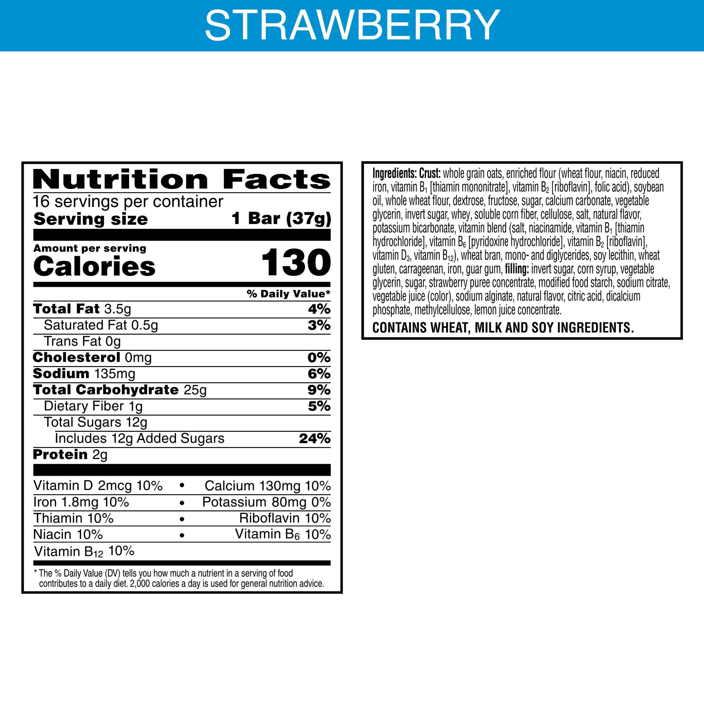 Nutri-Grain Soft Baked Breakfast Bars - Strawberry Flavor, 20.8oz Value Pack (16 Count) | Healthy Kids Snacks for School Lunch, After School Treat & On-the-Go Breakfast | Non-GMO & Whole Grain Energy Bars