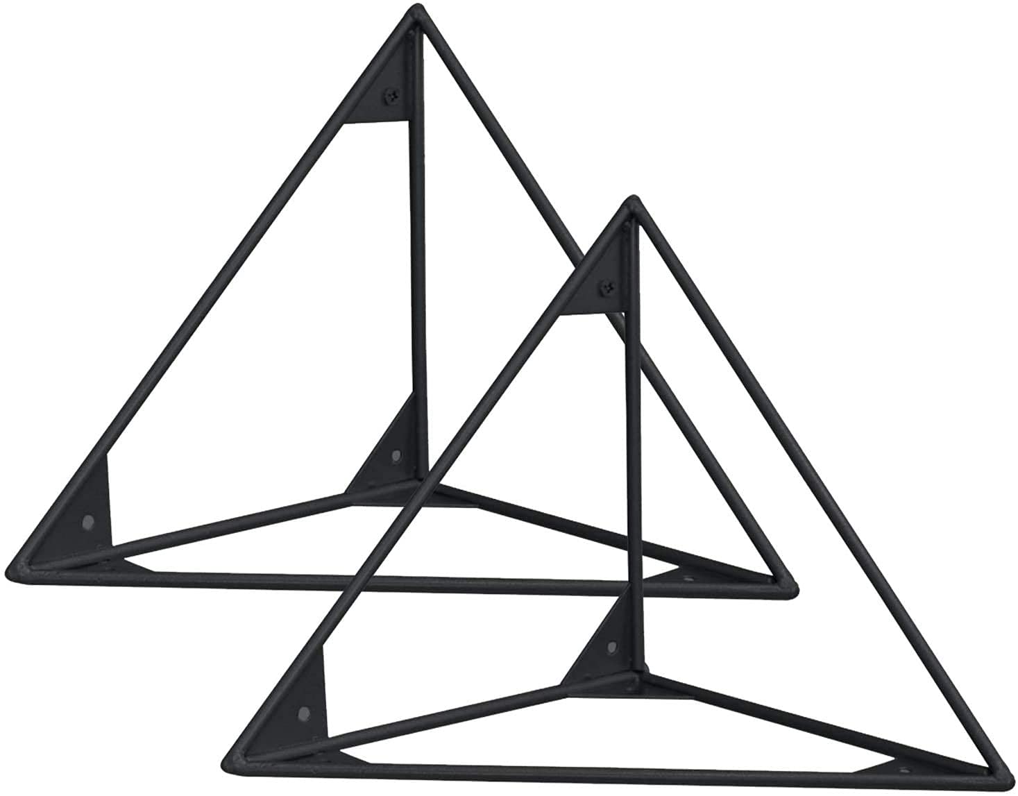 Heavy Duty Triangle Floating Shelf Brackets - 2 Pack Black Wall Mounted Shelf Supports for DIY Bookshelves, Industrial Shelving & Home Storage (15cm/6in) - Perfect for Living Room, Bedroom, Garage & Office Organization