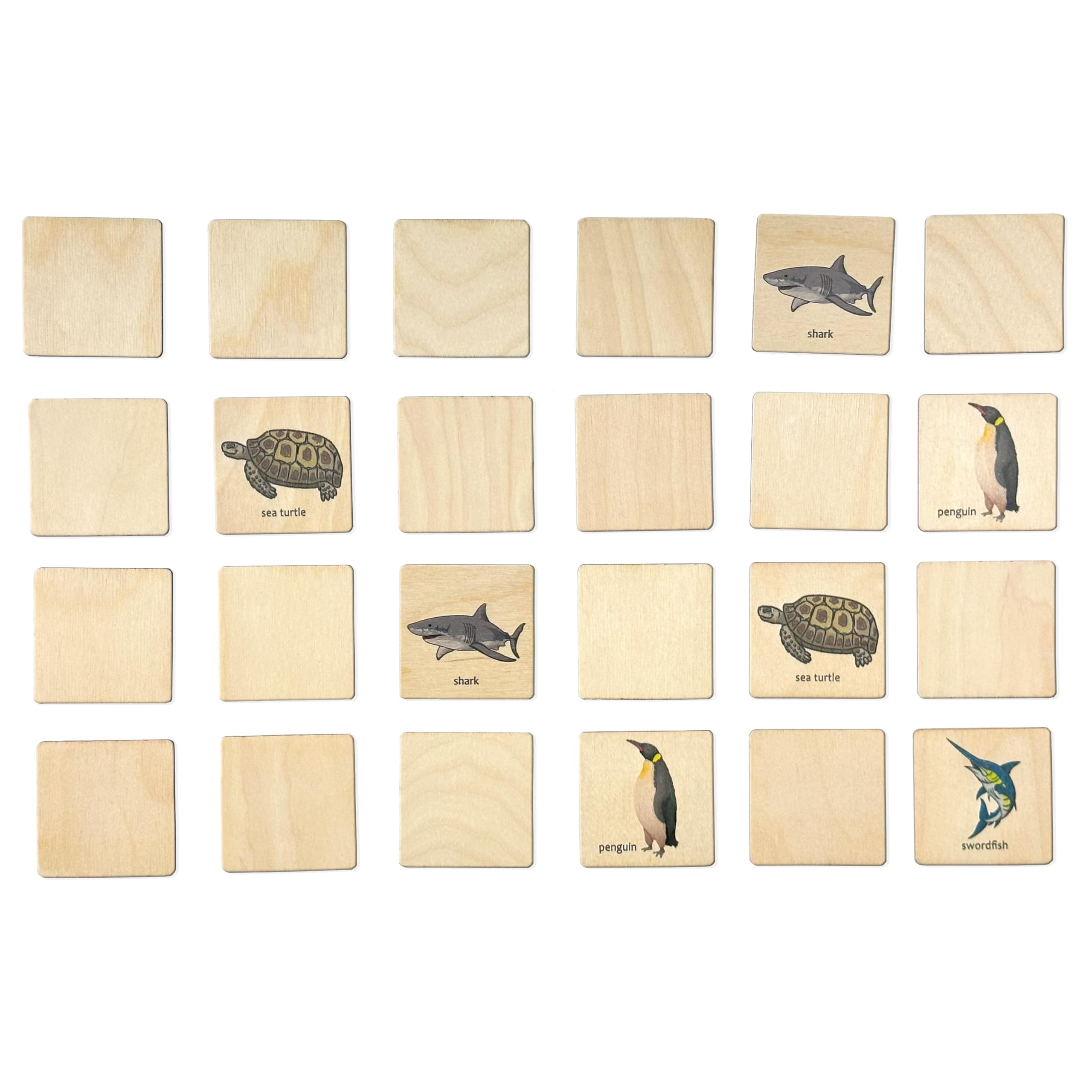 Montessori Wooden Ocean Animals Memory Matching Game - Educational Marine Life Learning Toys for Toddlers & Preschool Kids - Perfect for Montessori Classroom, Birthday Gifts & Early Childhood Development (4.5x4.5cm)