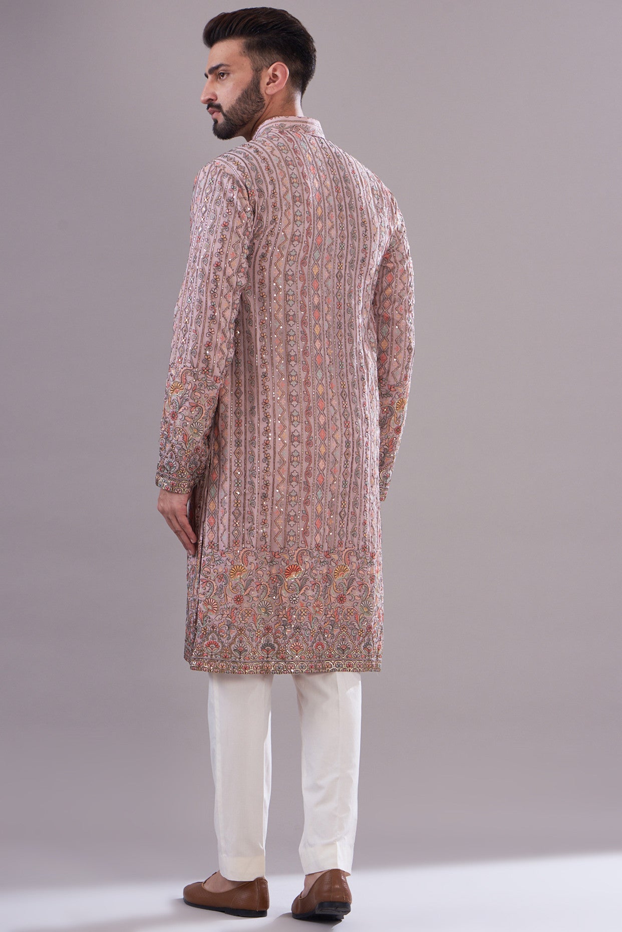 Stylish Pink Mud Multi-Thread Embroidered Kurta for Women | Traditional Indian Ethnic Wear | Perfect for Festivals, Weddings & Casual Outings