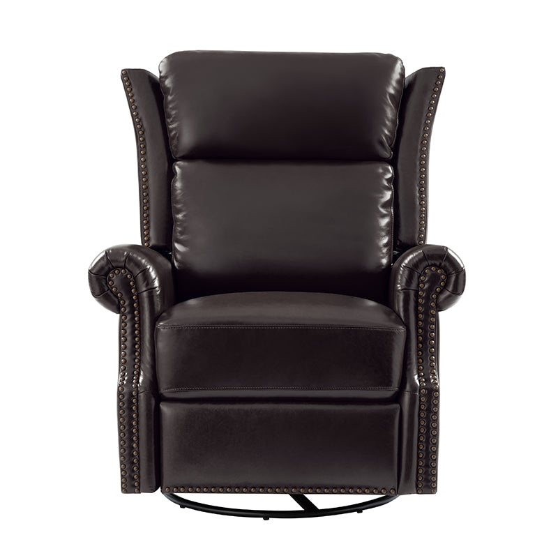 Martina Genuine Leather Manual Swivel Glider Recliner Chair - Comfortable Living Room Seating for Relaxing, Reading & Nursing