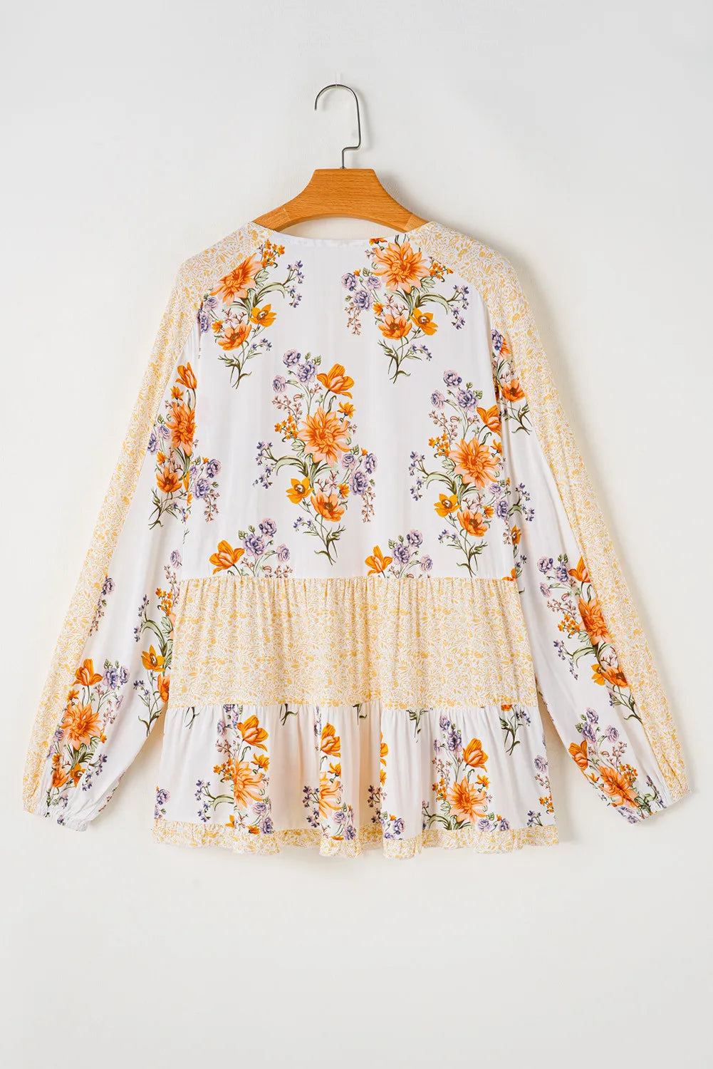 Plus Size Floral Print Tie Neck Long Sleeve Blouse for Women - Office Wear & Casual Outfits