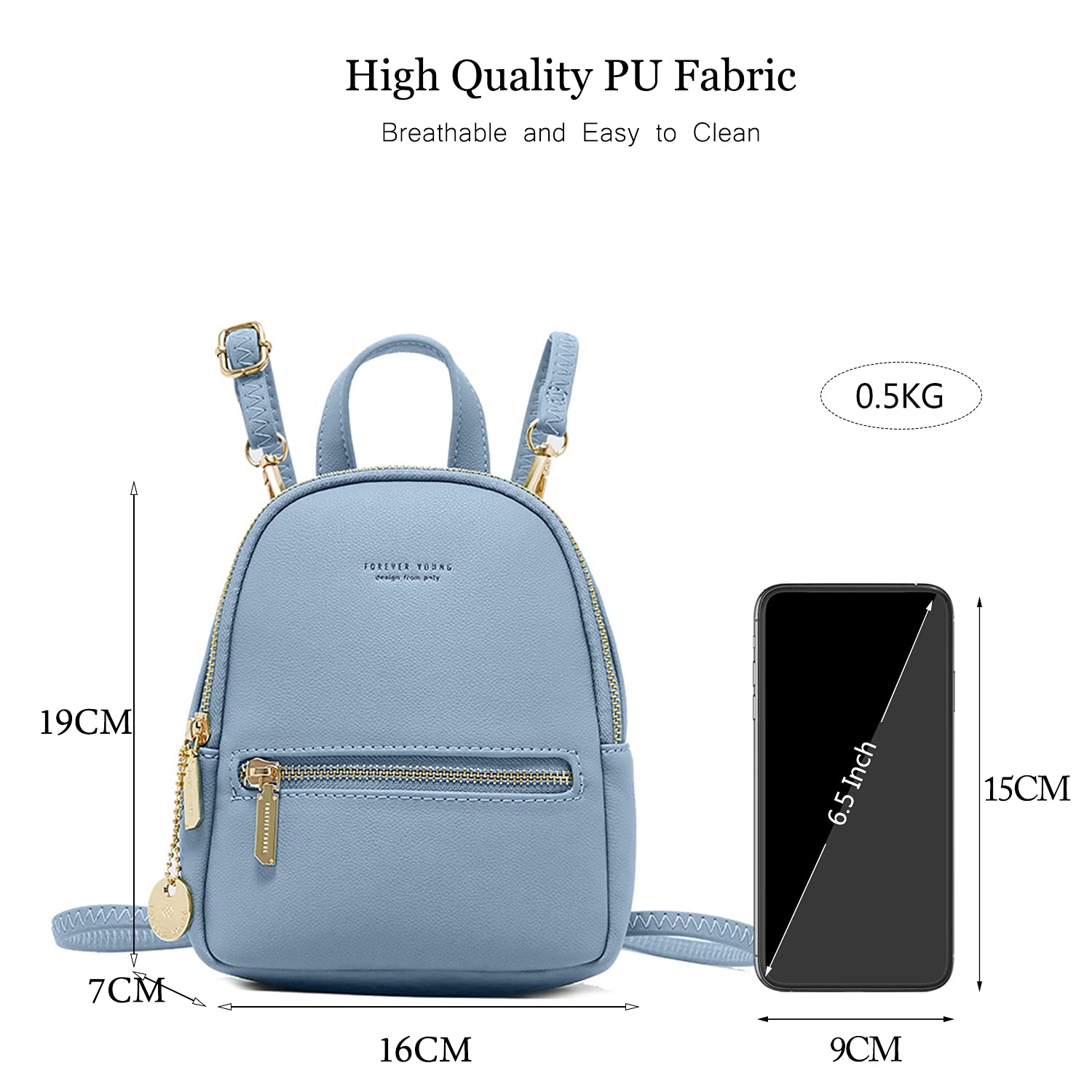 FANDARE Mini Backpack for Women - Stylish Small Crossbody Bag, Waterproof PU Leather Shoulder Bag for Travel, School & Daily Use | Perfect as Girls Daypack, Work Purse & Casual Handbag