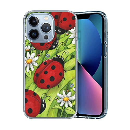 Red Ladybugs Daisies