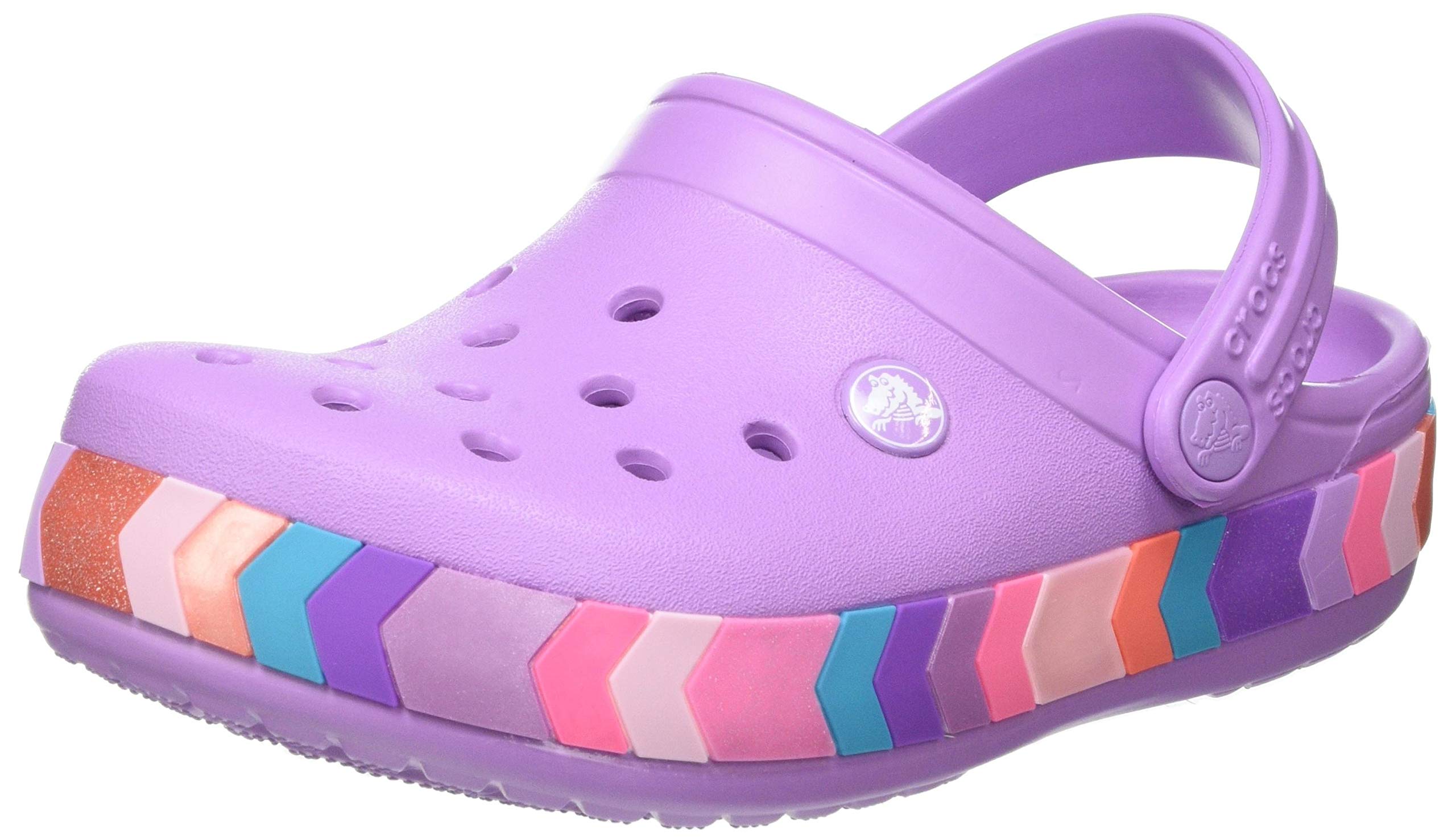 Crocs Unisex Kids' Crocband Chevron Beaded Clog | Comfortable Lightweight Water Shoes for Boys & Girls | Perfect for Beach, Pool, and Outdoor Play
