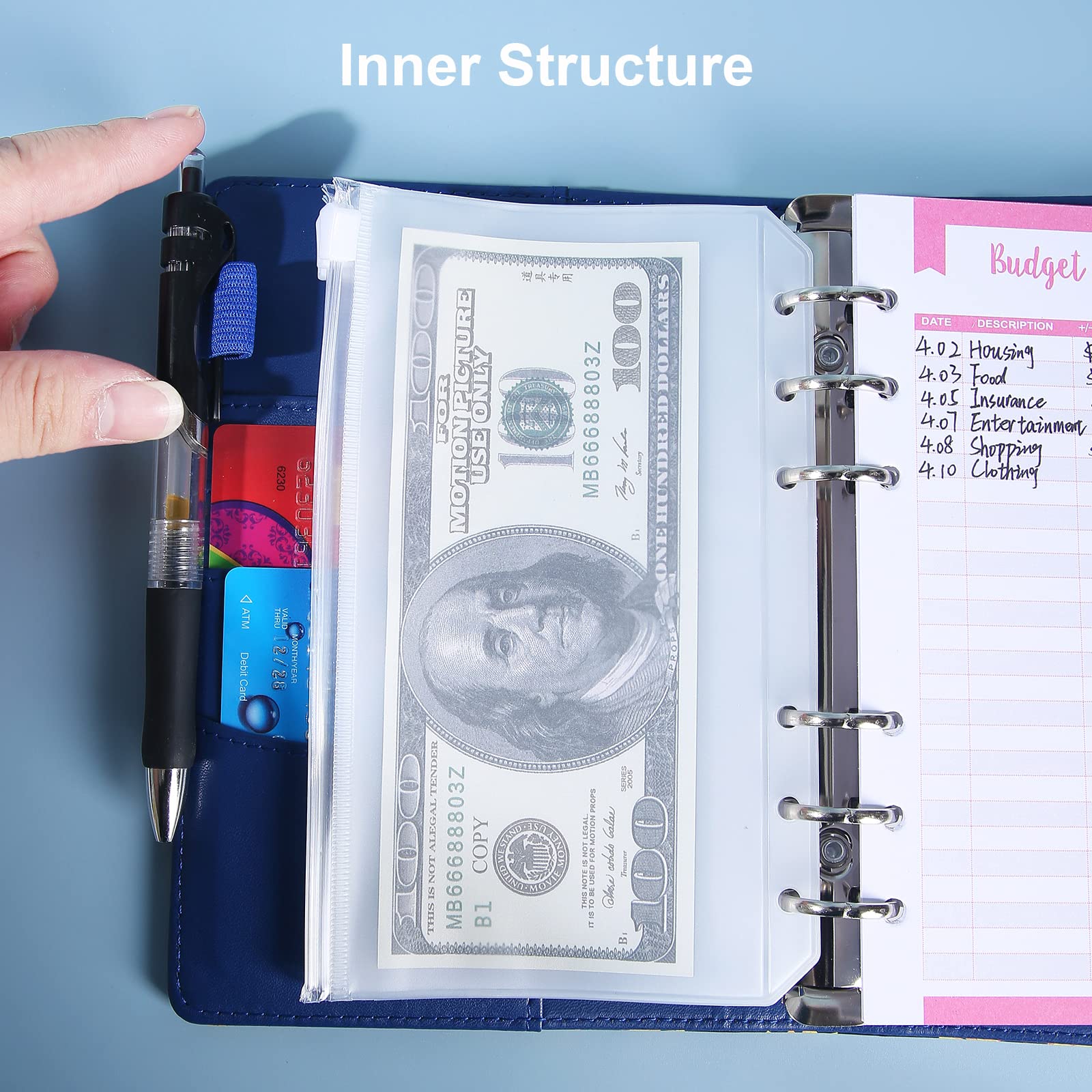 Budget Binder with Zipper Envelopes - A6 Money Organizer for Cash, Savings & Budgeting | Cute Avocado Design | Perfect for Personal Finance, Travel & Home Budget Planning