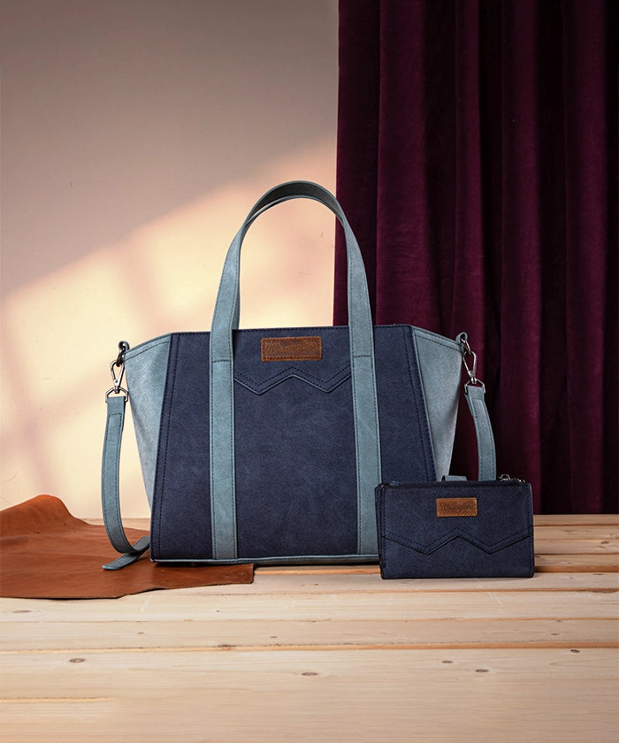 Wrangler Color Block Western Tote Carry Bag Set for Women - Stylish Cowgirl Handbag & Shoulder Bag - Perfect for Rodeo, Travel, and Everyday Use