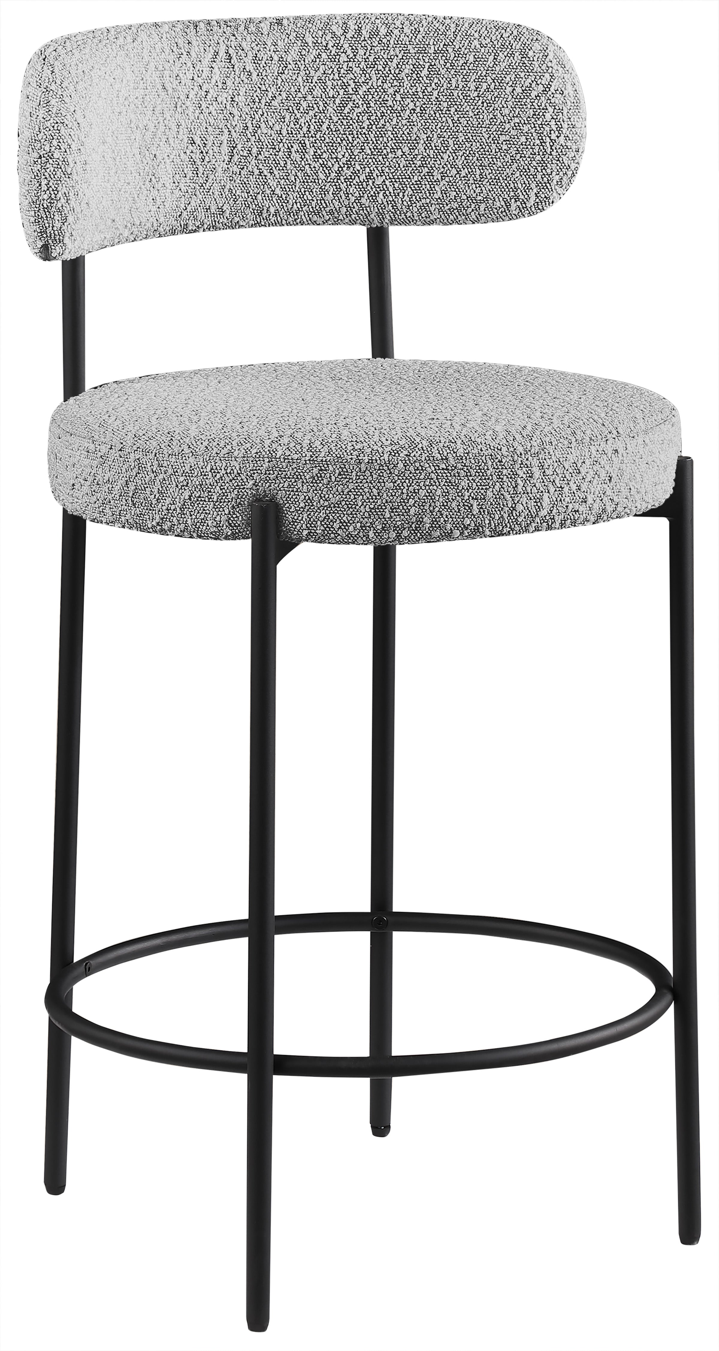 Beacon Boucle Fabric Stool - Modern Round Accent Chair with Soft Textured Upholstery for Living Room, Bedroom & Office Decor