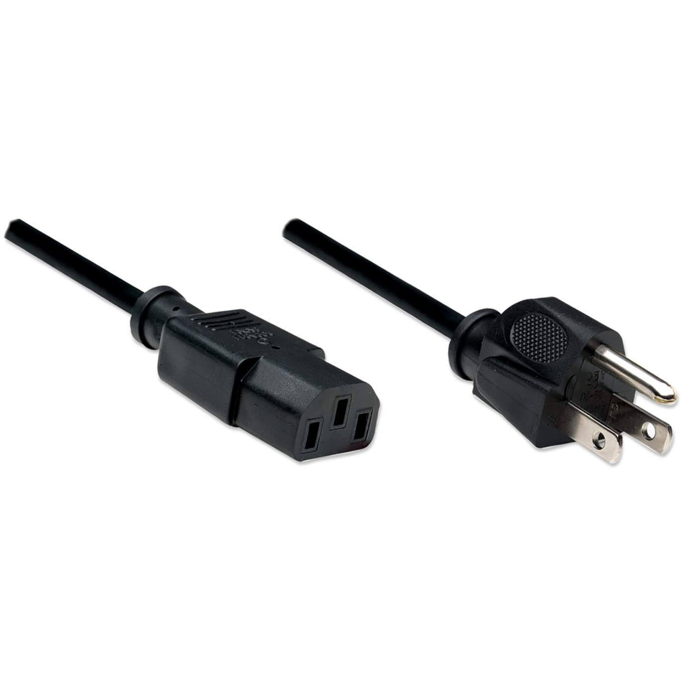 High-Quality US Power Cable C13 to NEMA 5-15P, 1.8m (6ft) Heavy Duty Computer Power Cord for PC, Monitor, Printer & Office Equipment