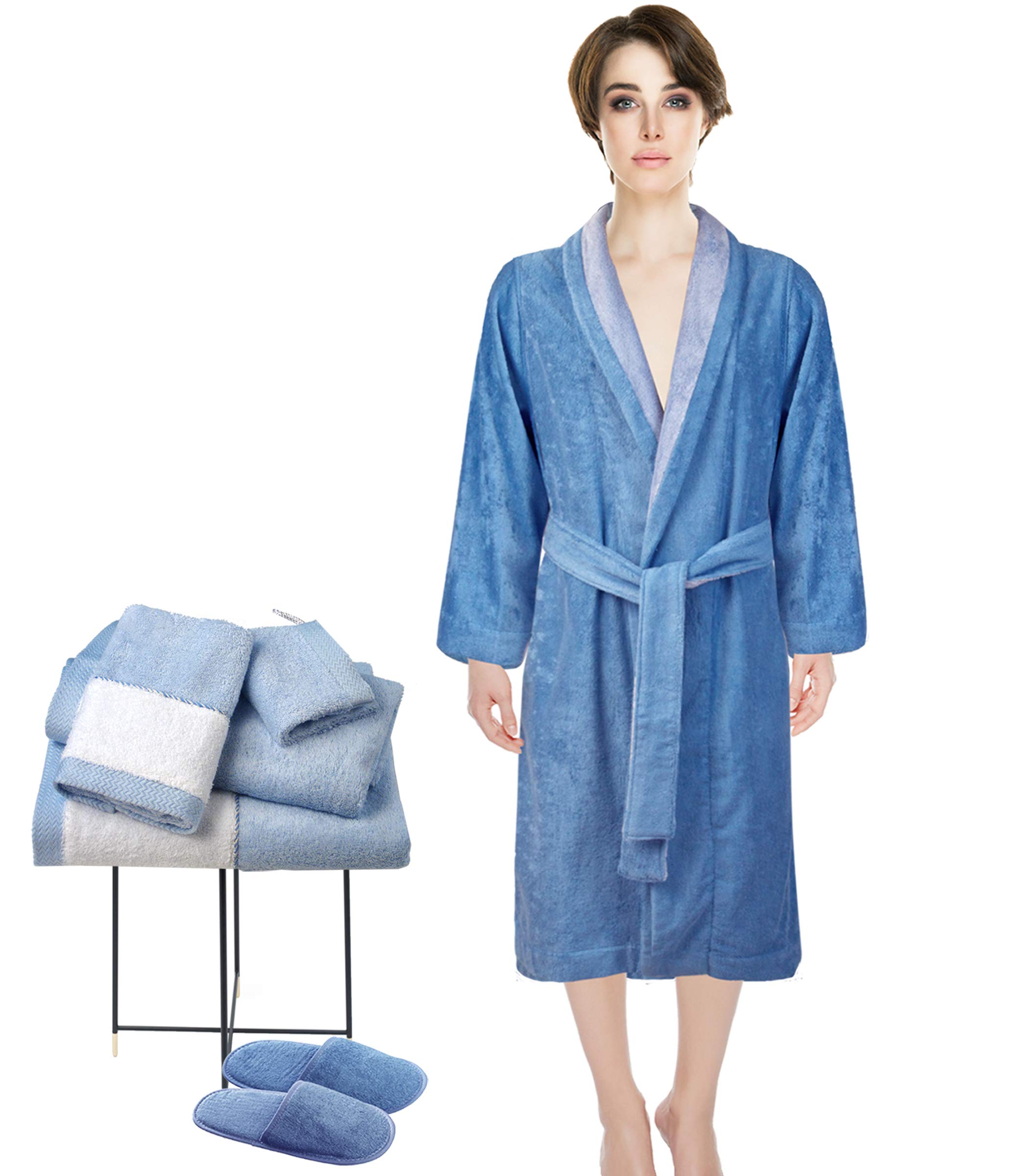 Luxury Spa Robe and Slippers Set with Towel & Wash Mitt - Premium European Made Loungewear for Women - Perfect for Home Relaxation, Spa Days & Gift Giving