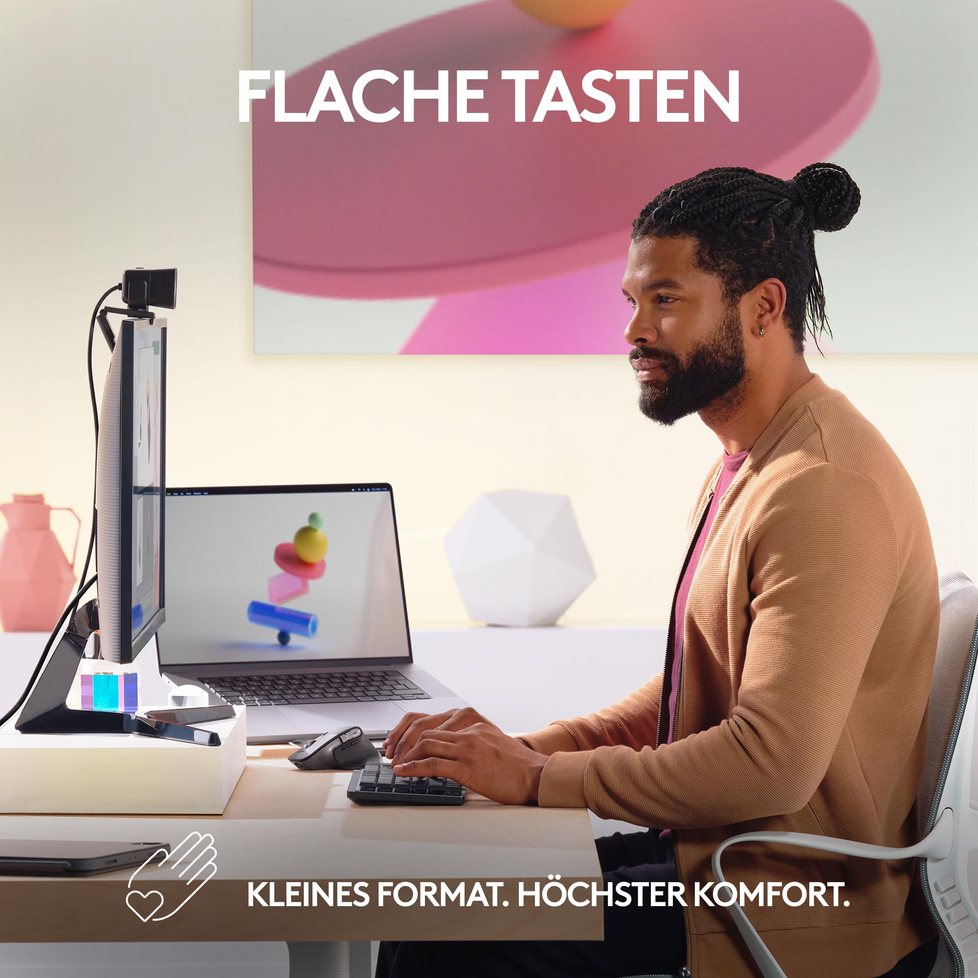 Logitech MX Mechanical Mini Wireless Keyboard for Mac - Backlit, Low-Profile Keys, Tactile Silent Switches, Bluetooth, USB-C, German QWERTZ Layout (Space Gray) - Perfect for Apple MacBook, iPad & Office Work
