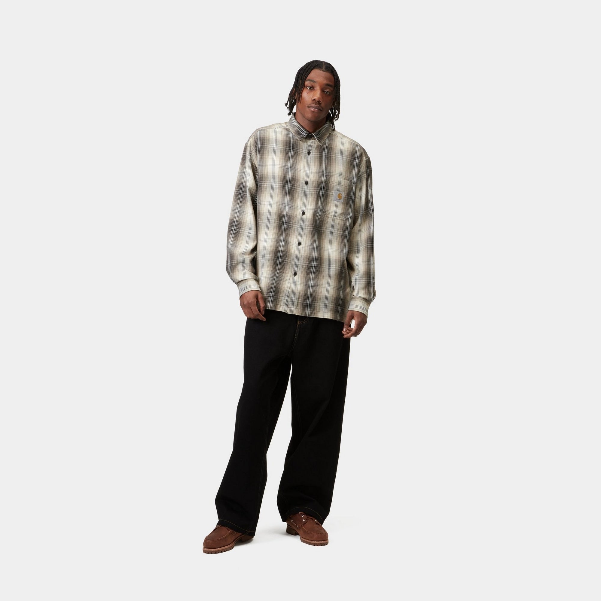 Blanton Check Shirt for Men - Classic Plaid Button Down Shirt with Yosemite Print | Casual & Outdoor Wear for Hiking, Camping, and Fall Fashion
