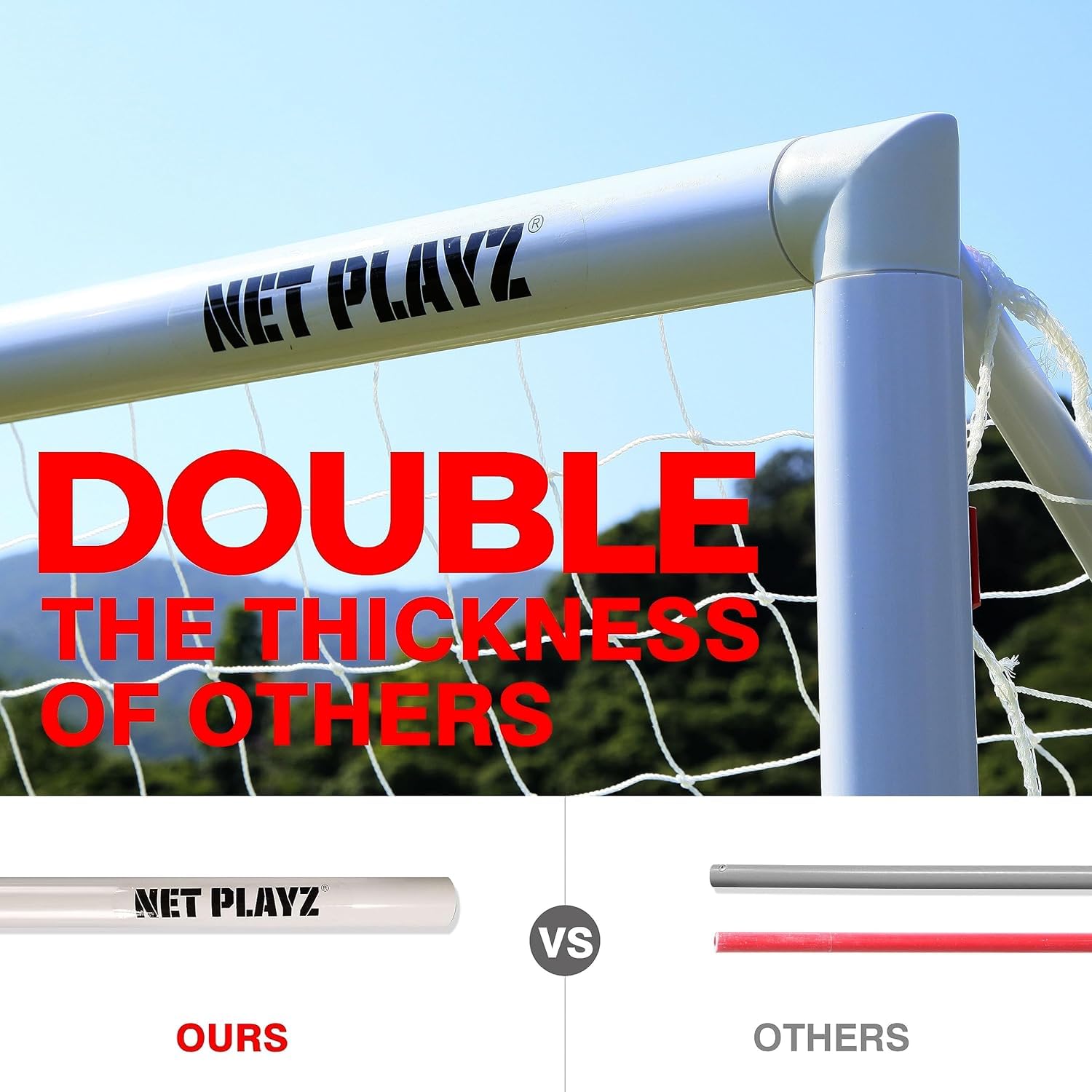 NET PLAYZ 4'x3' Portable Soccer Goal for Kids & Teens - High-Strength Weatherproof Football Net with Quick Setup - Perfect for Backyard, Park & Youth Training - Ideal Gift for Ages 3-14 (White, Model NOS34840A01)