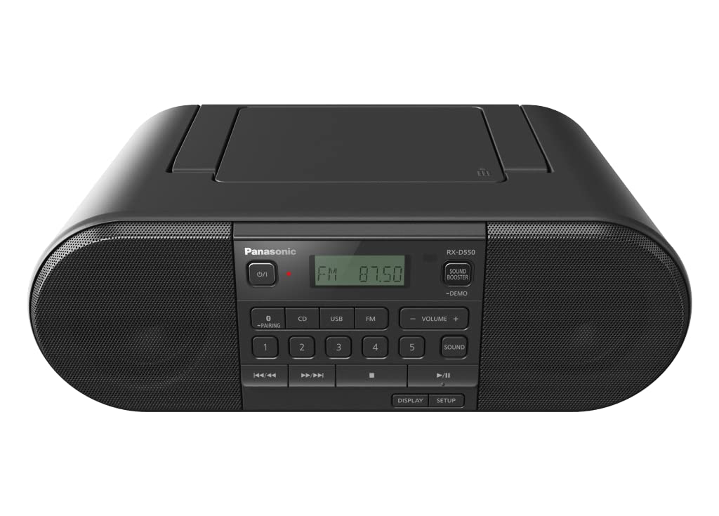 Panasonic RXD550 Portable AM/FM Radio with CD Player, Bluetooth, USB - Black | Perfect for Home, Office, Travel & Outdoor Use