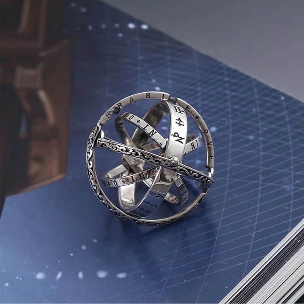 Armillary Sphere Ring for Men & Women - Adjustable Cosmic Jewelry for Couples (Size 5-12) - Perfect for Astronomy Lovers, Romantic Gifts & Unique Wedding Bands