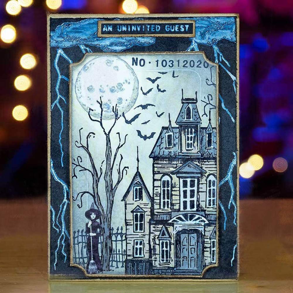 Halloween Silicone Stamp Set - Moon, Tree, Bats, Clouds & Branches for DIY Card Making, Scrapbooking, Paper Crafts - Perfect for Handmade Greeting Cards, Photo Albums & Home Decor (Spooky Theme)