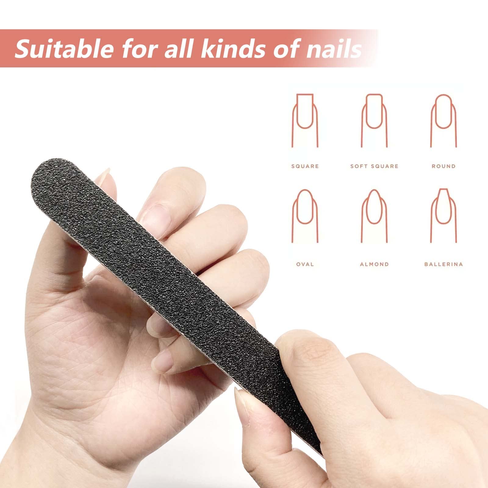 60 Pack Black 100/180 Grit Double Sided Emery Boards - Professional Reusable Nail Files for Manicure & Pedicure at Home or Salon - Perfect for Nail Care, DIY Grooming & Beauty Essentials