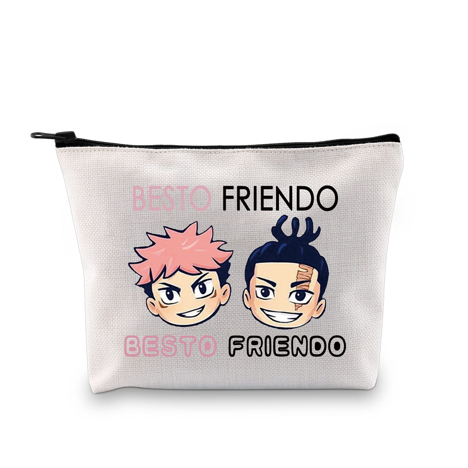 Anime Best Friend Gift - Jujutsu Kaisen Inspired Cosmetic Makeup Pouch with Zipper | Cute Friendship Present for Her | Perfect for Cosplay, School, Travel & Daily Use