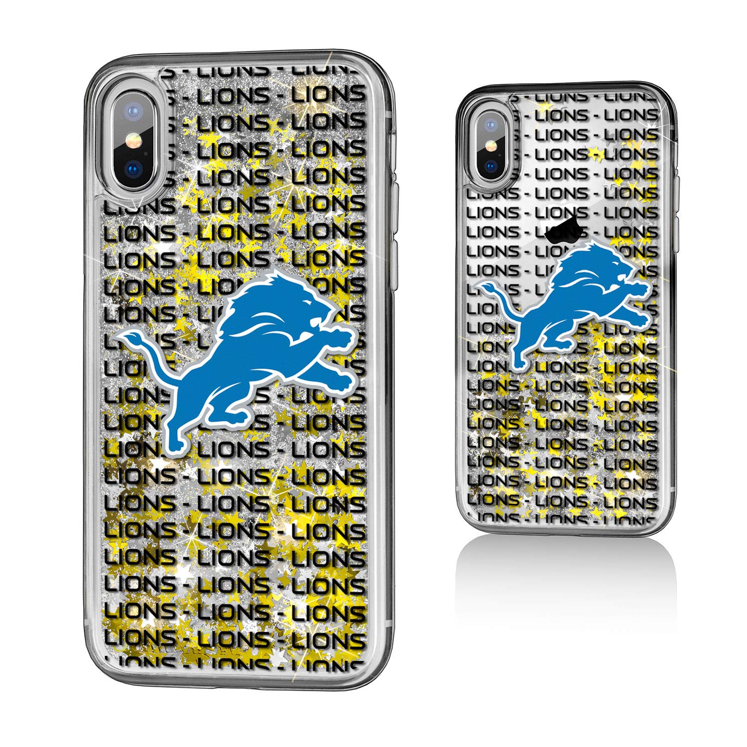 Detroit Lions Glitter iPhone Case - Protective Phone Cover with Text Backdrop Design for iPhone 11/12/13/14/15 Pro Max - Perfect for Football Fans, Game Days & Showcasing Team Spirit