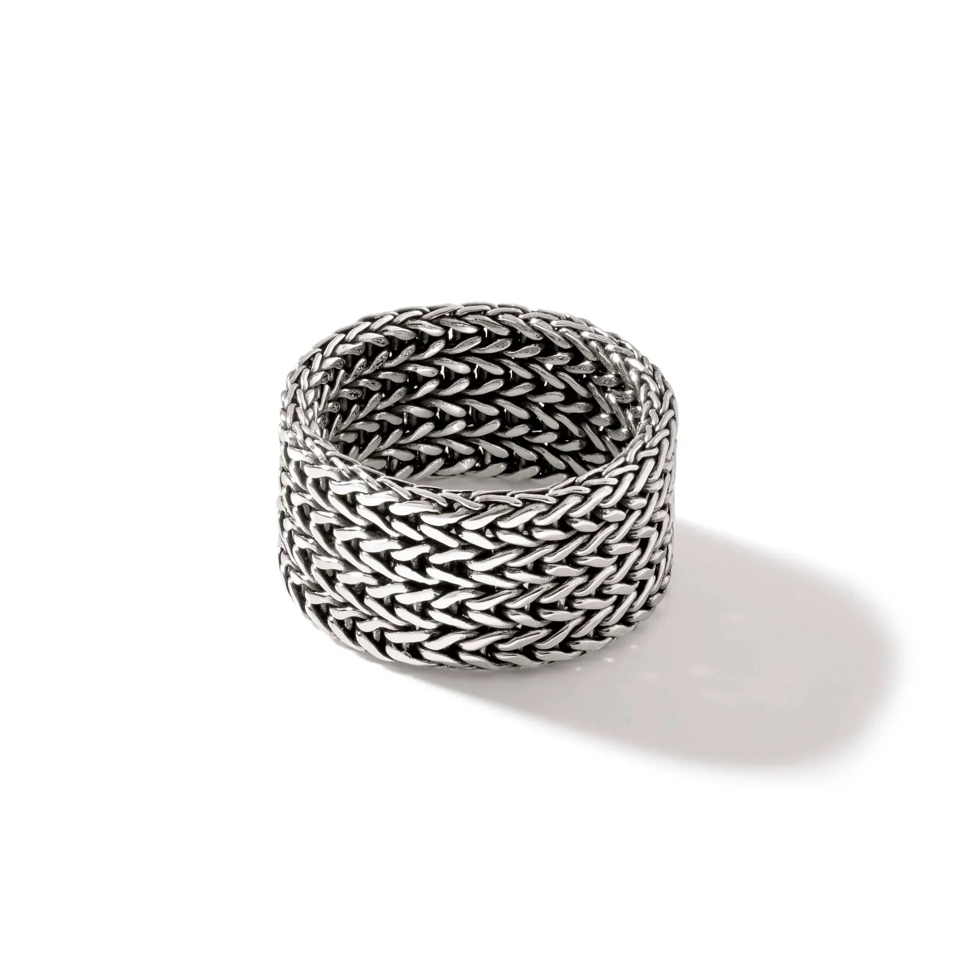 12mm Rata Chain Band Ring for Women - Stainless Steel Stackable Minimalist Ring for Everyday Wear & Layering